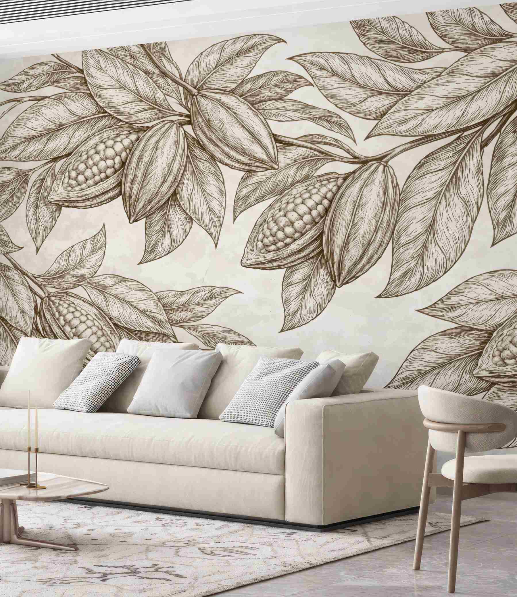 Fototapeta botaniczne kakao w sepiowej elegancji