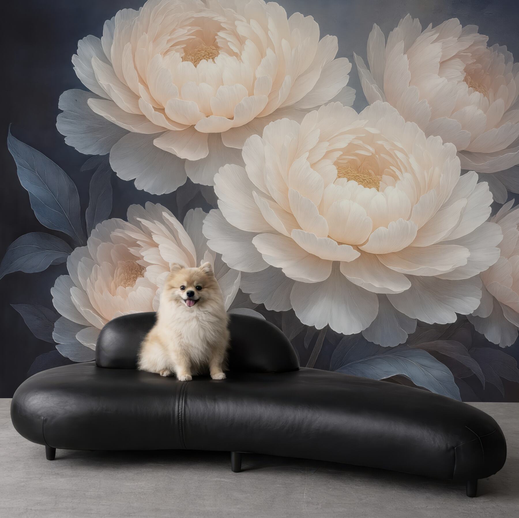 Fototapeta kremowe piwonie w eleganckim półmroku