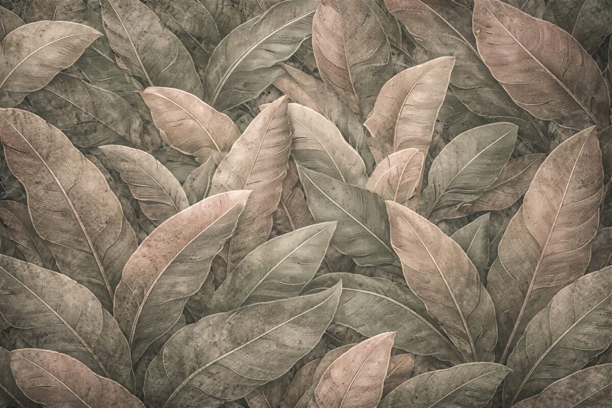 Fototapeta botaniczne liście w naturalnych odcieniach