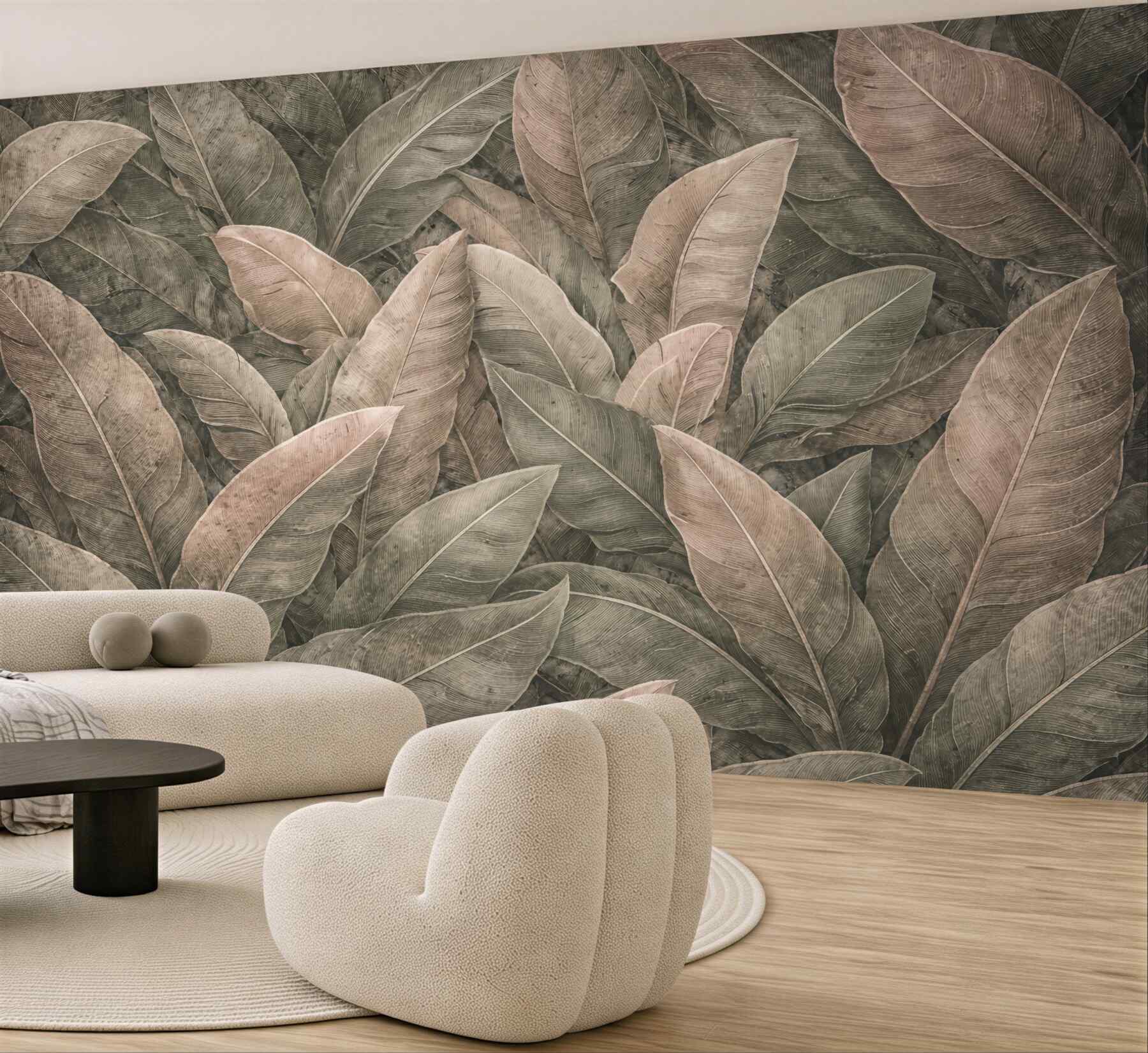 Fototapeta botaniczne liście w naturalnych odcieniach