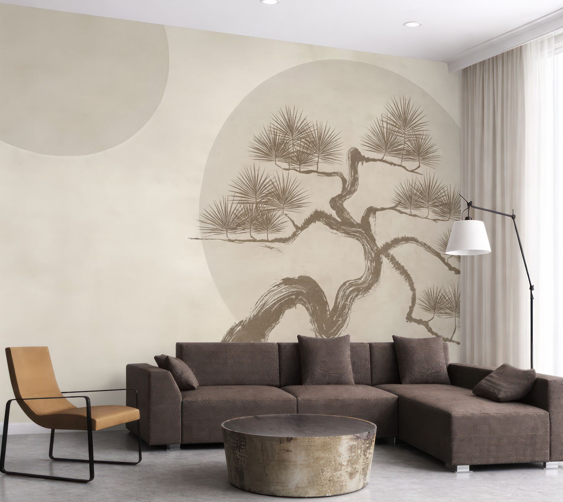 Fototapeta zen z sosną w beżach