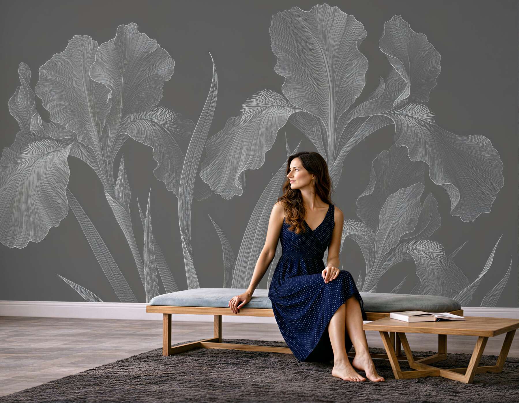 Fototapeta eleganckie irysy na grafitowym tle