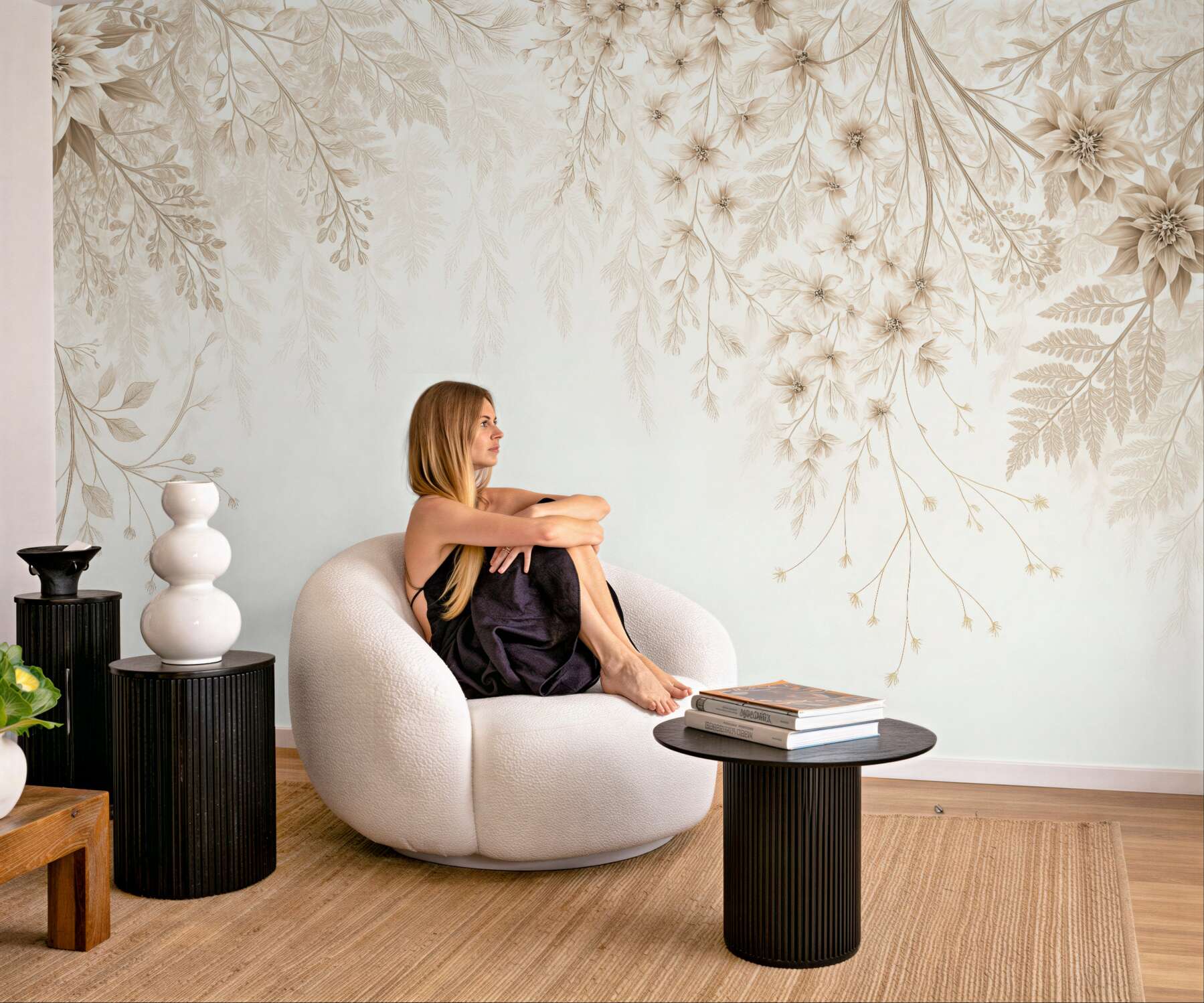 Fototapeta delikatny kwiatowy ornament w beżu