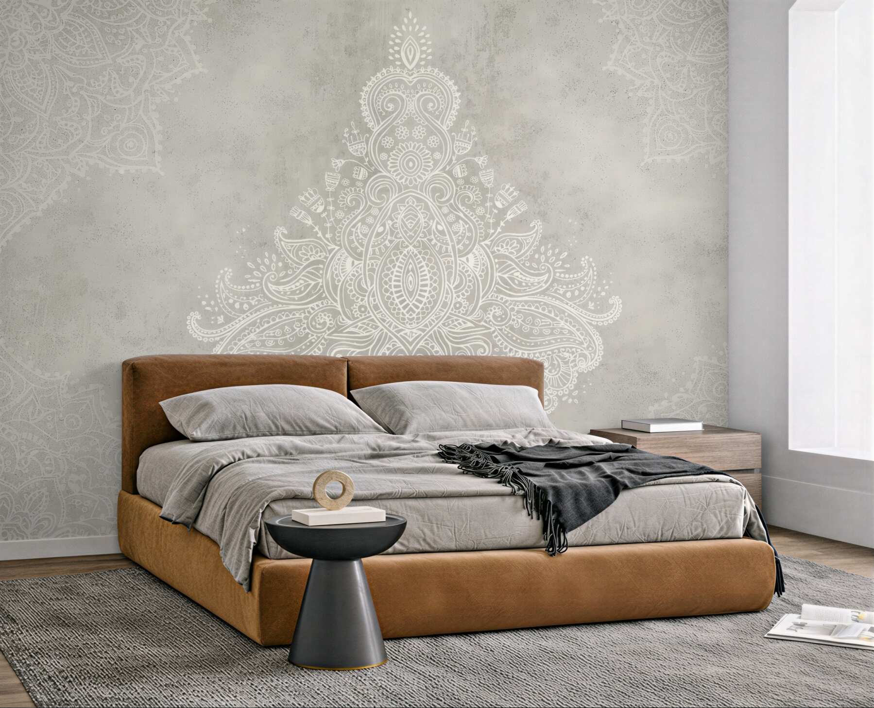 Fototapeta orientalna mandala w jasnym beżu