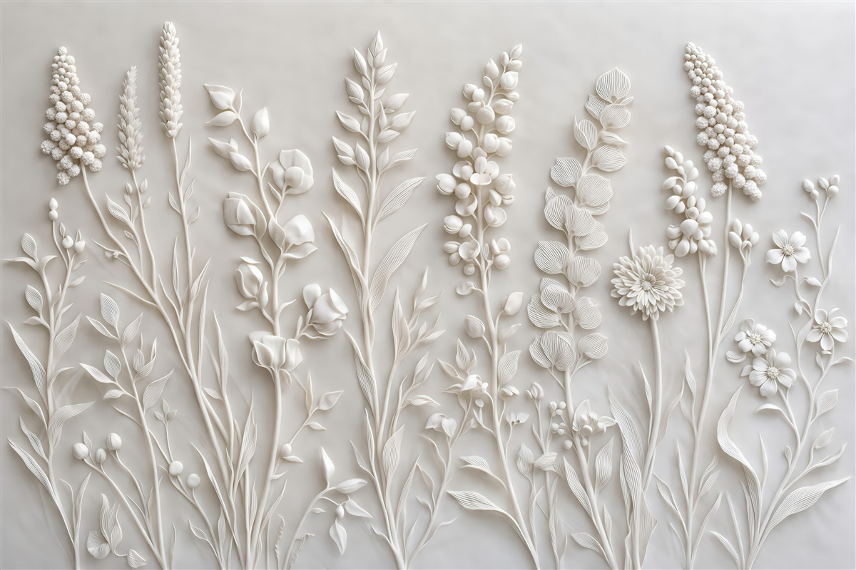 Fototapeta botaniczny relief białych polnych kwiatów