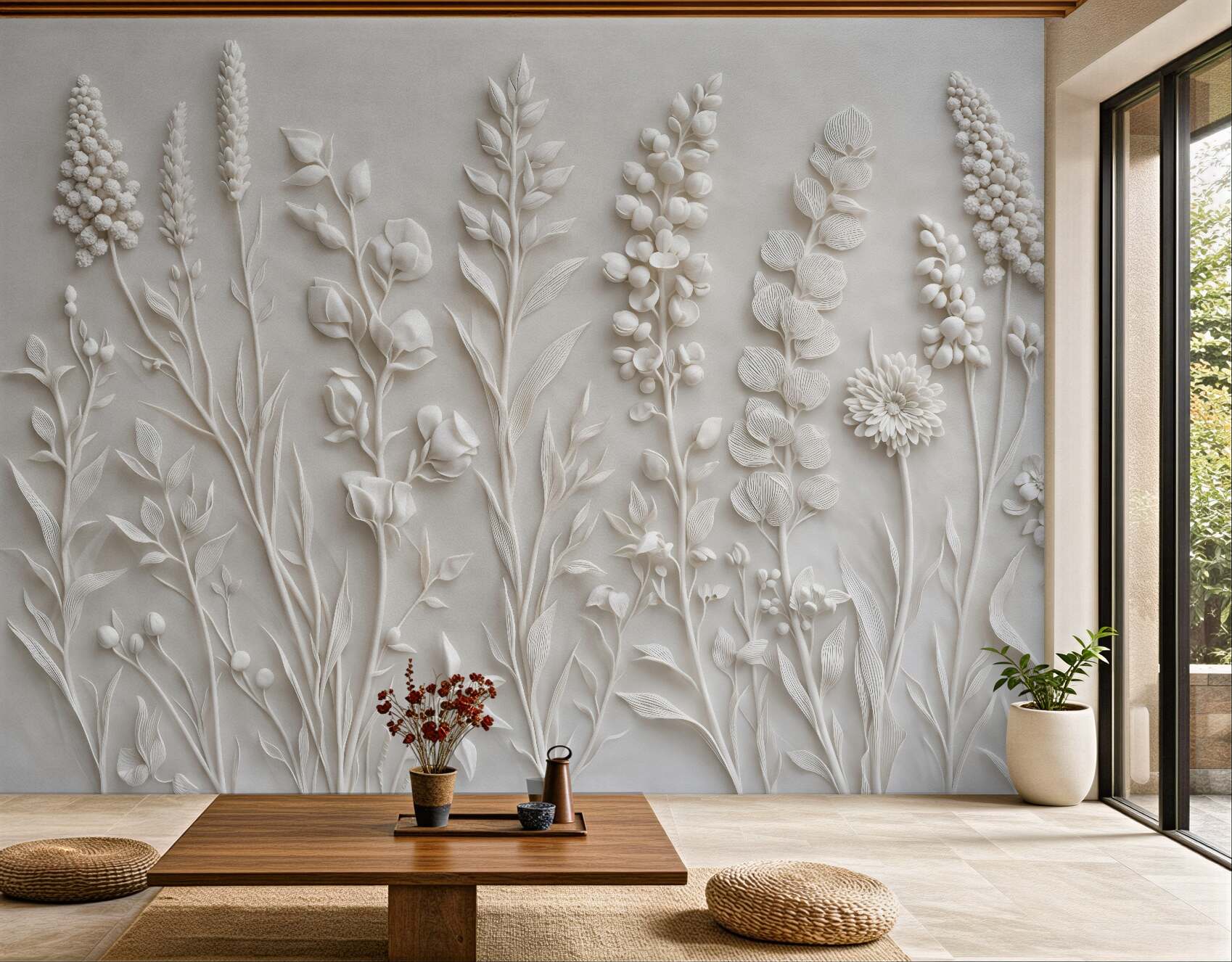 Fototapeta botaniczny relief białych polnych kwiatów