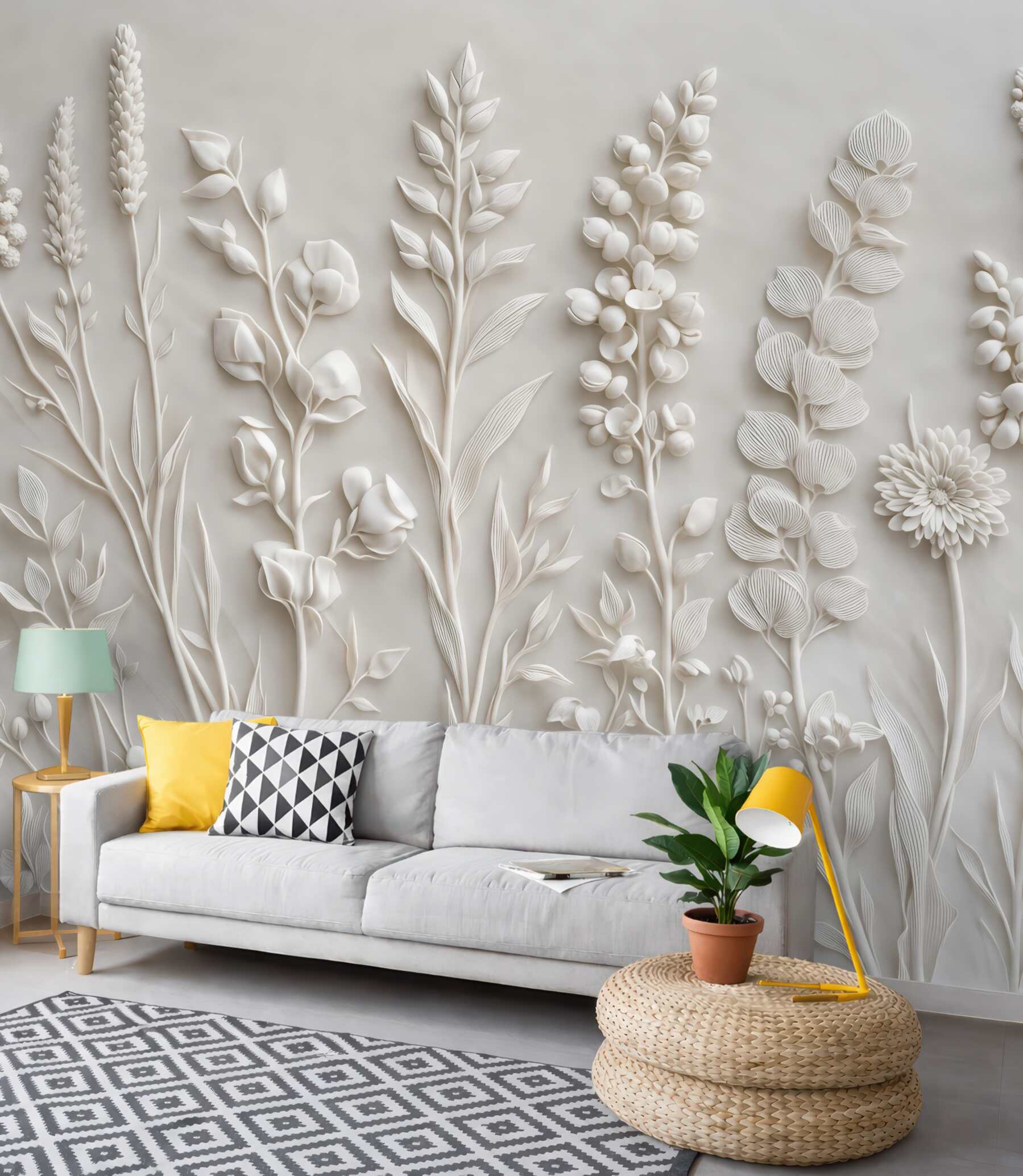 Fototapeta botaniczny relief białych polnych kwiatów