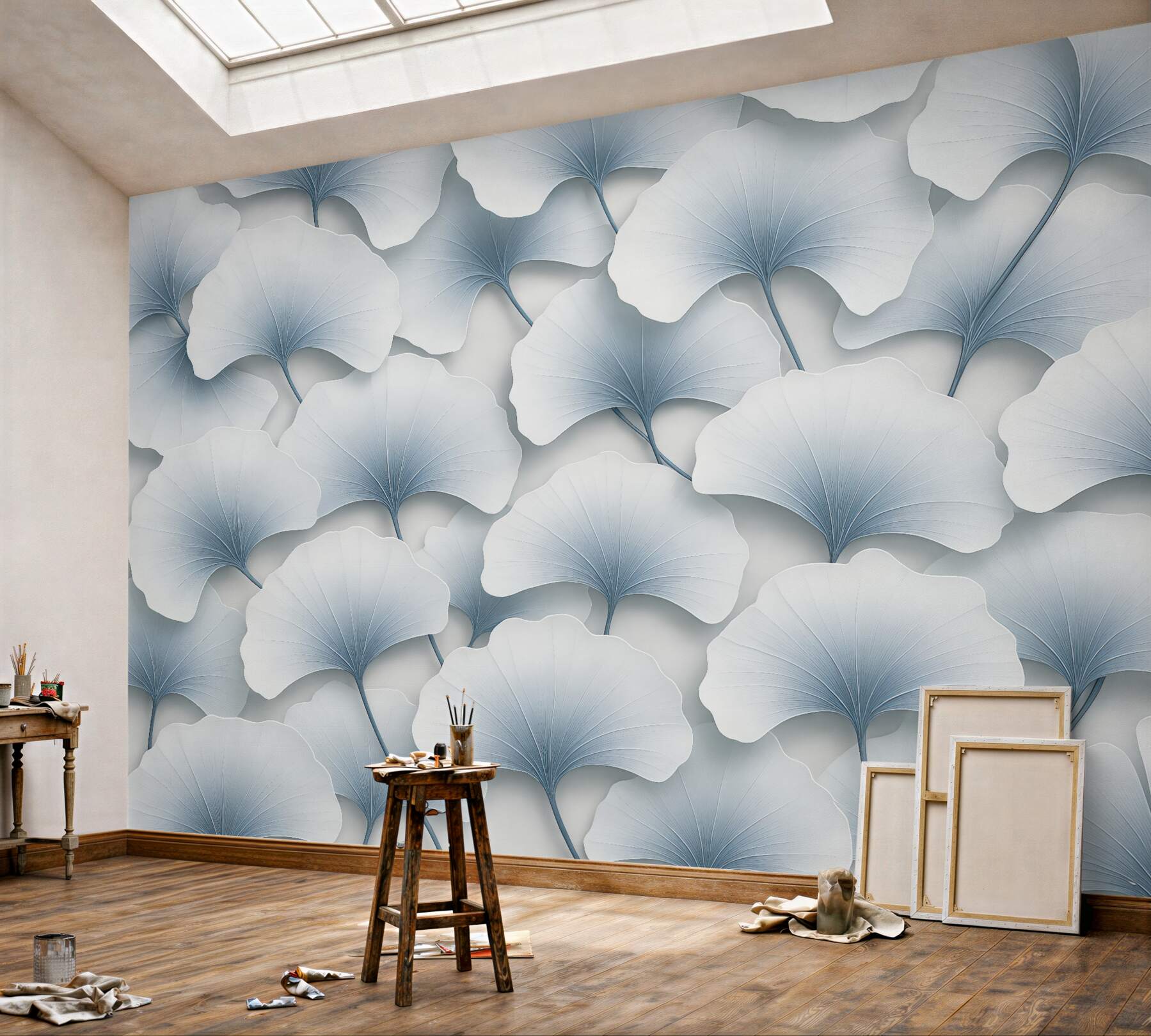 Fototapeta błękitne liście ginkgo w elegancji