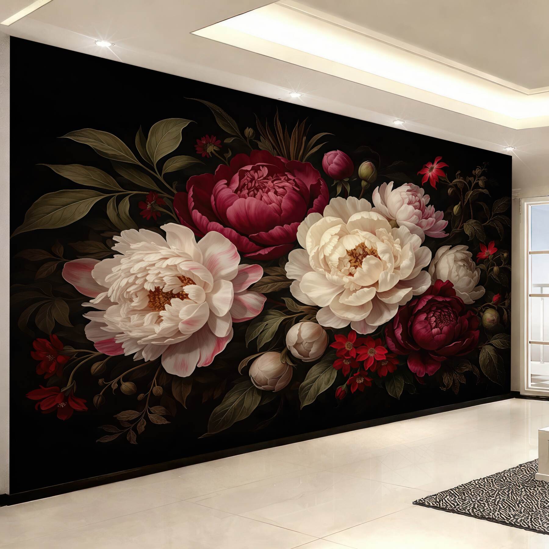 Fototapeta ciemne piwonie w zmysłowym rozkwicie