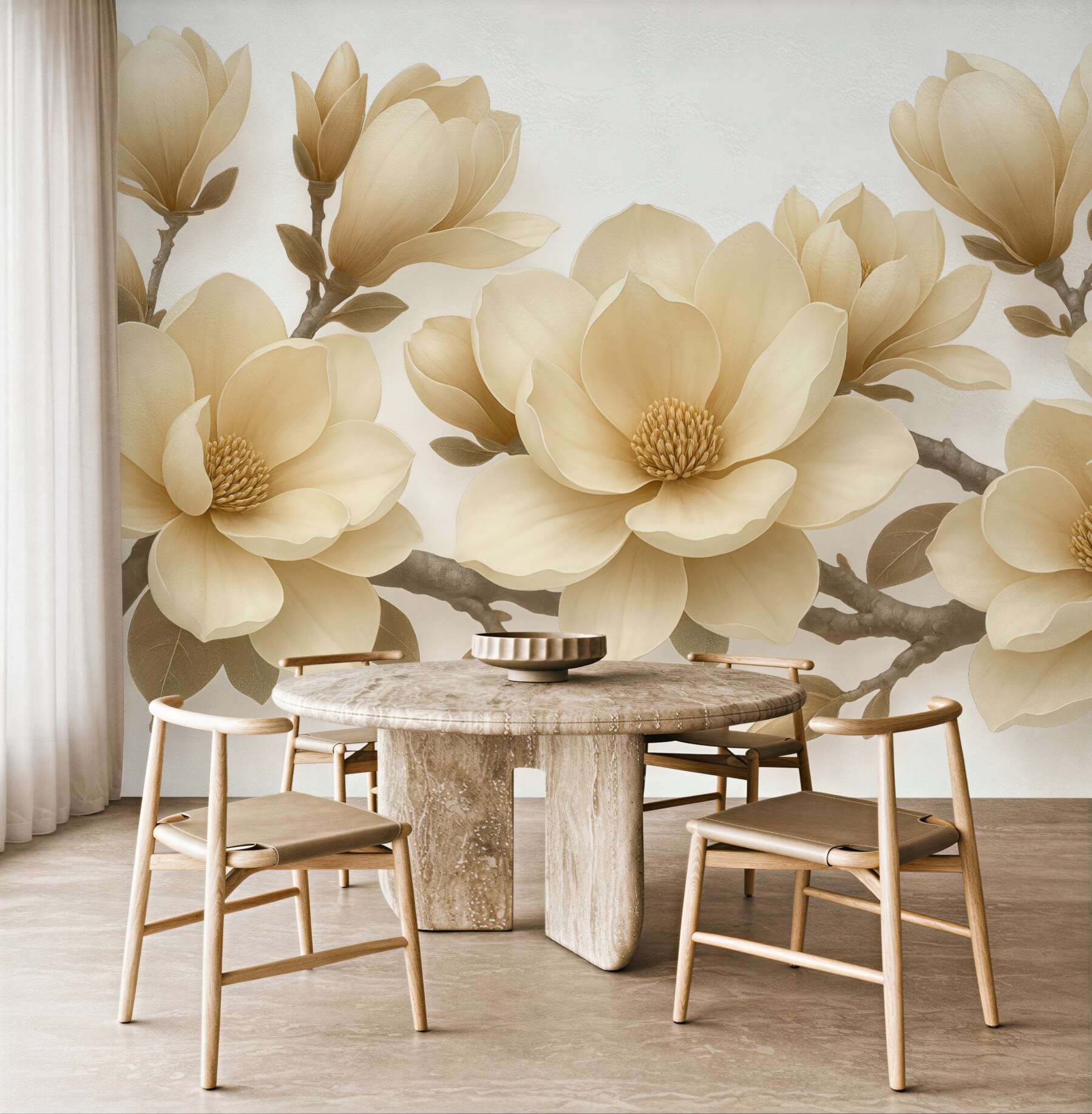 Fototapeta kremowe magnolie w eleganckim rozkwicie