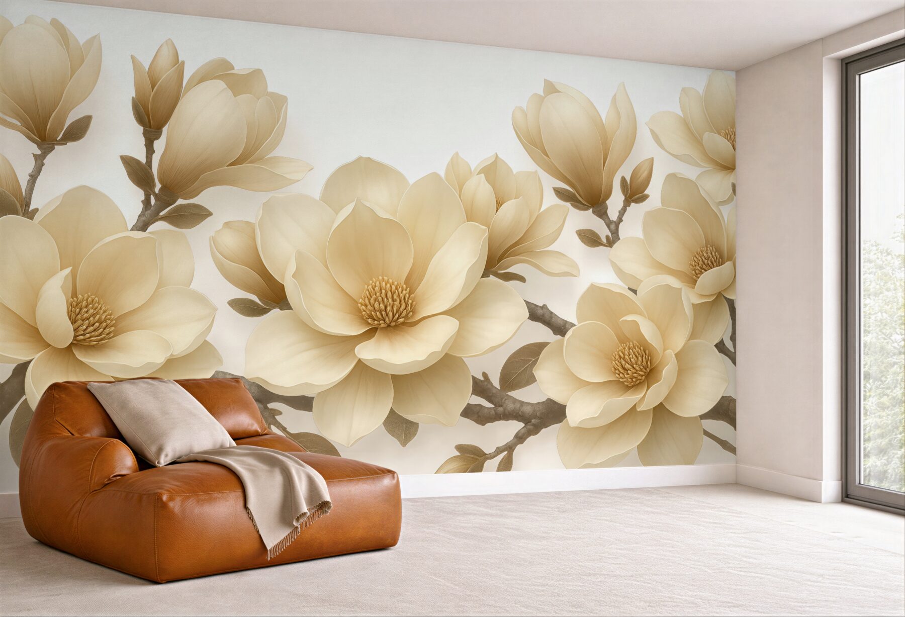 Fototapeta kremowe magnolie w eleganckim rozkwicie