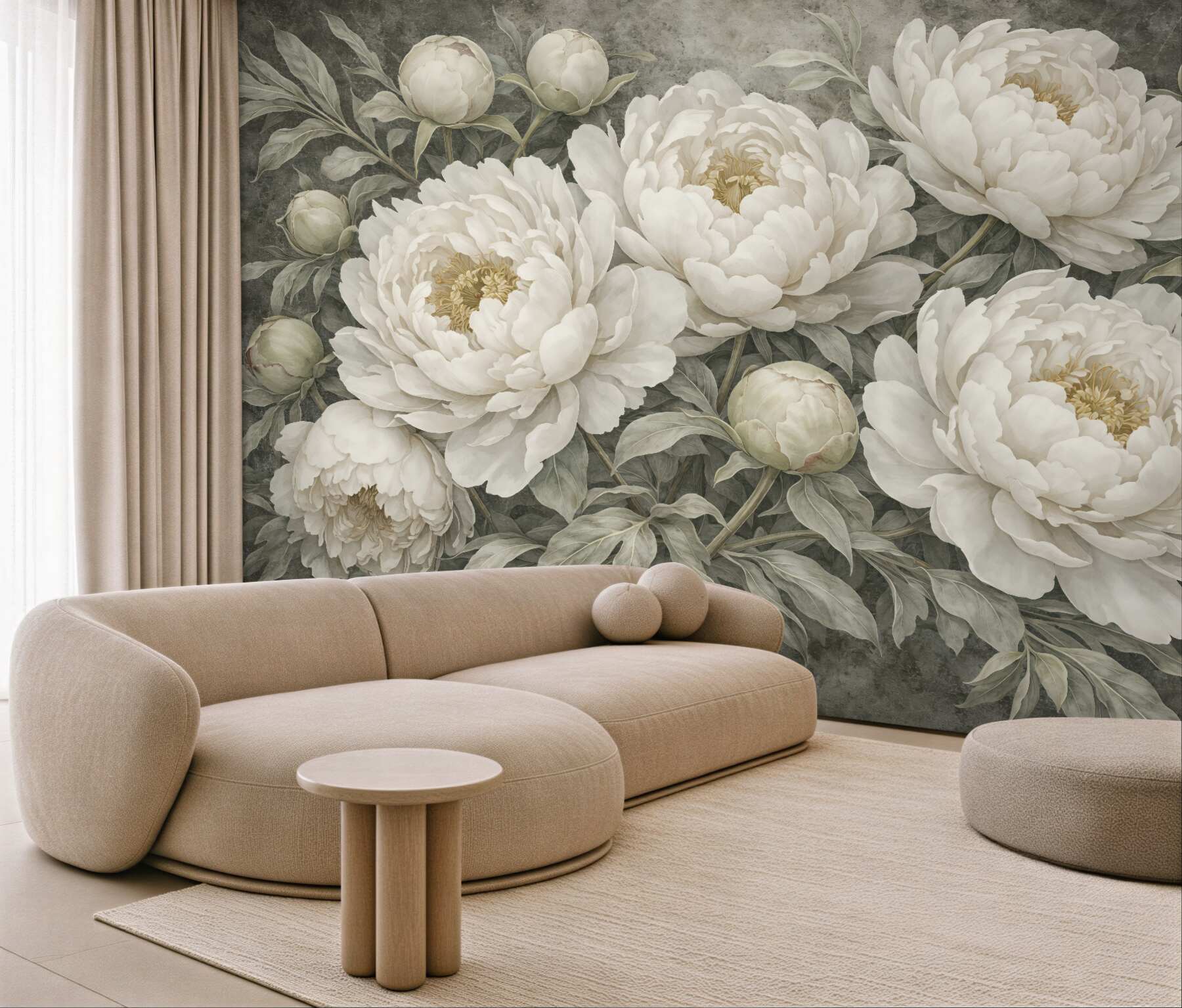 Fototapeta kremowe piwonie w eleganckim stylu