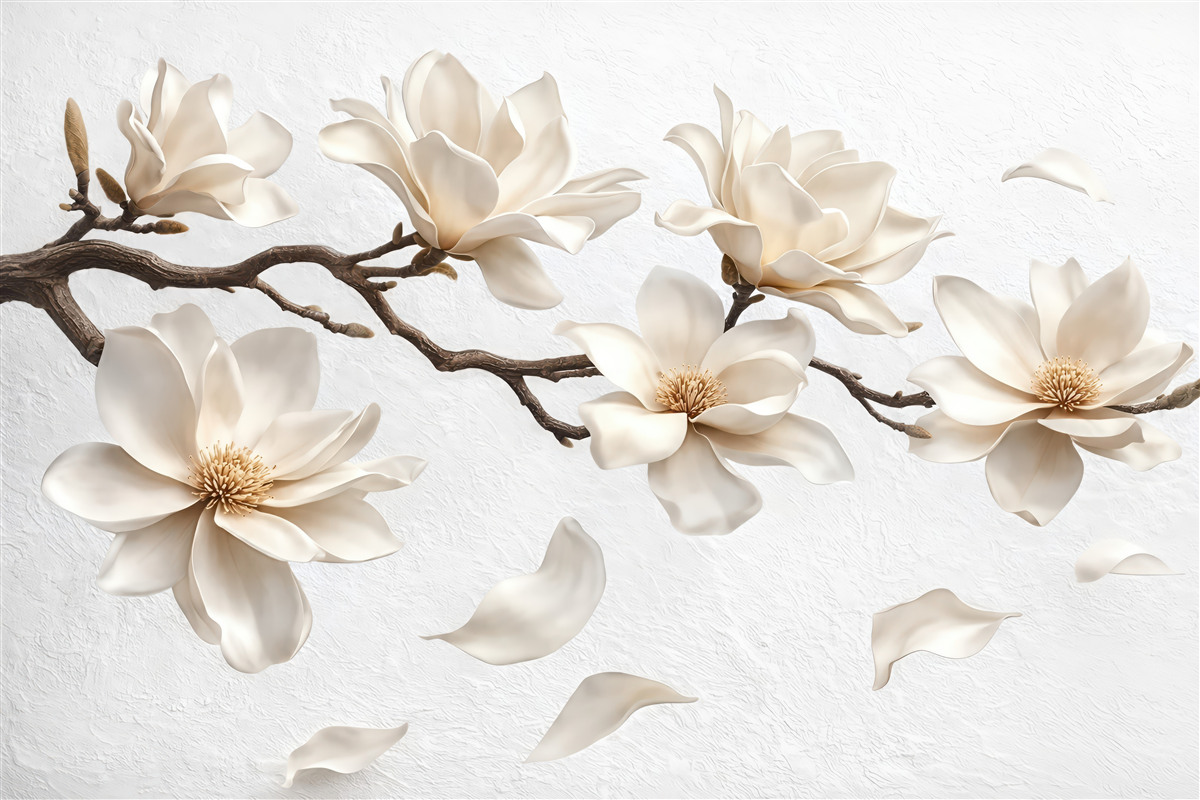 Fototapeta białe magnolie z delikatnymi płatkami