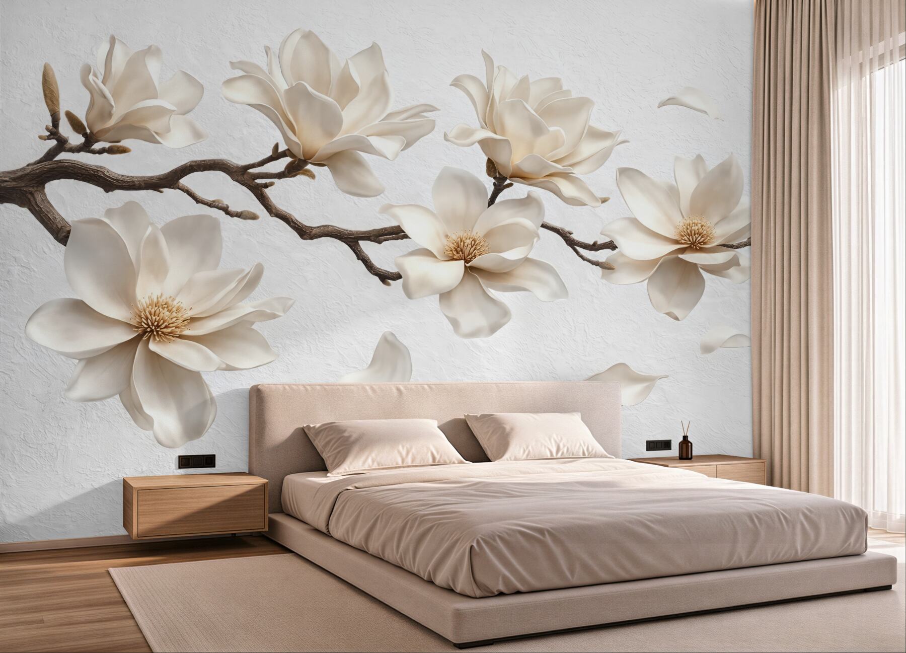 Fototapeta białe magnolie z delikatnymi płatkami