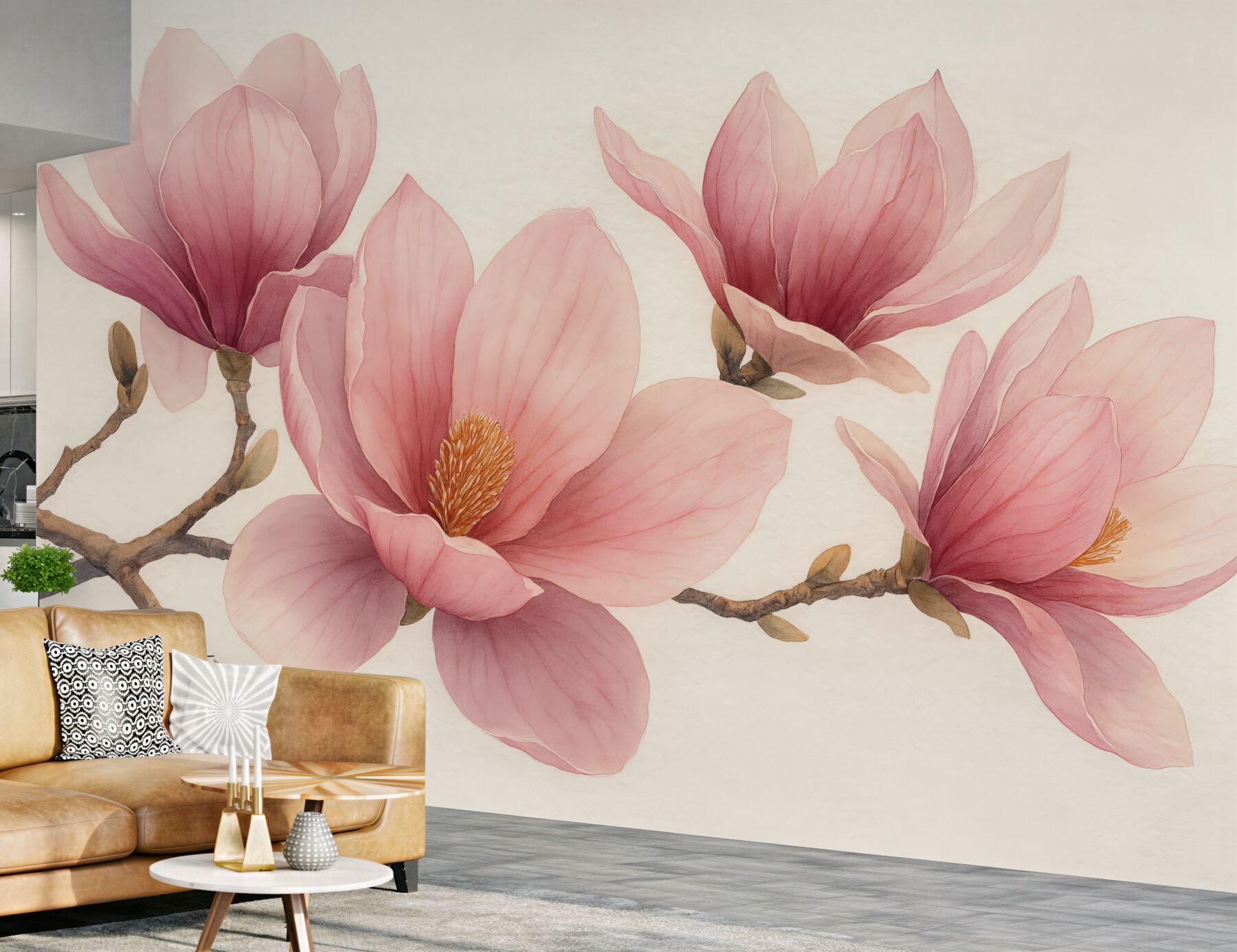 Fototapeta pudrowe magnolie w subtelnym rozkwicie