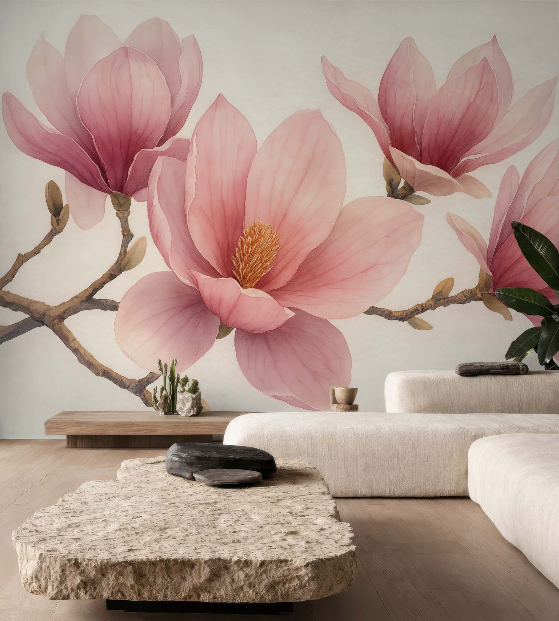 Fototapeta pudrowe magnolie w subtelnym rozkwicie