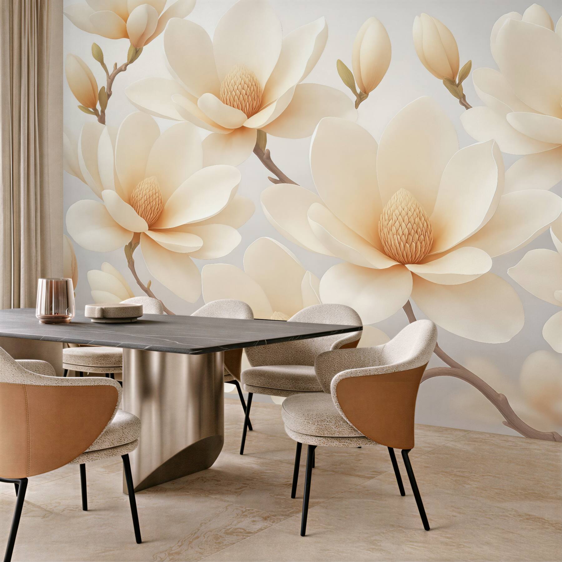 Fototapeta kremowe magnolie w subtelnej elegancji