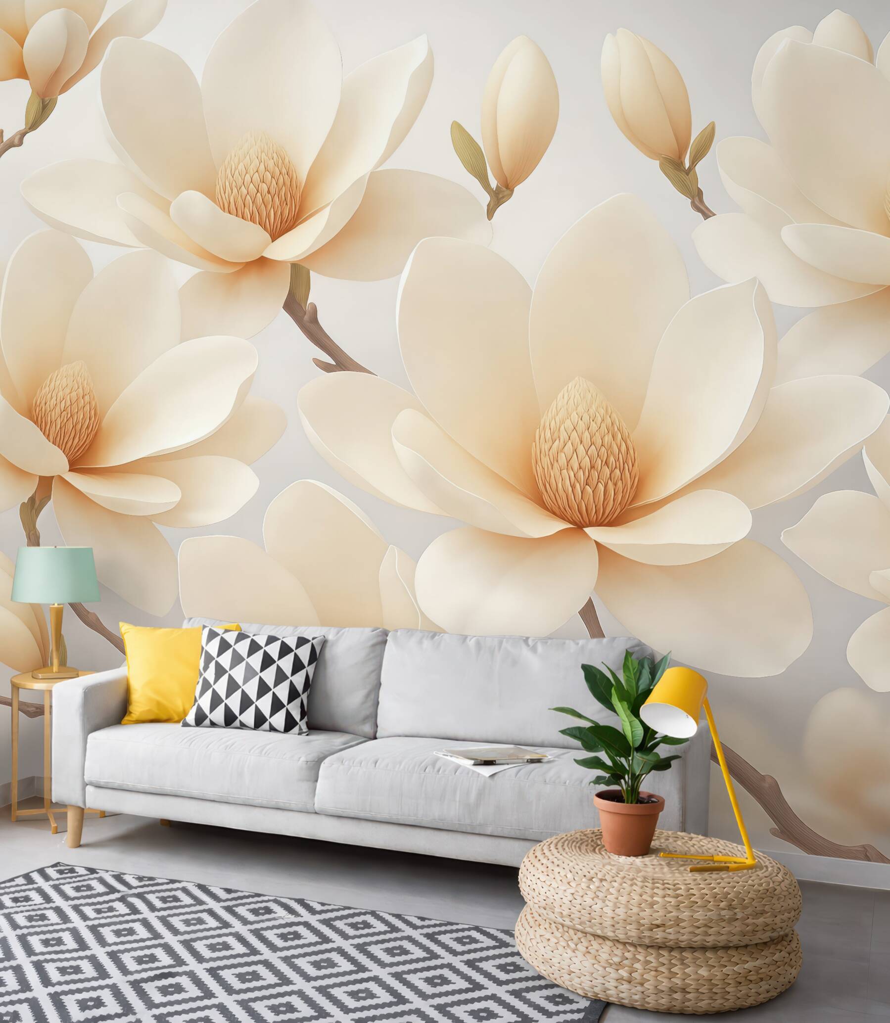 Fototapeta kremowe magnolie w subtelnej elegancji