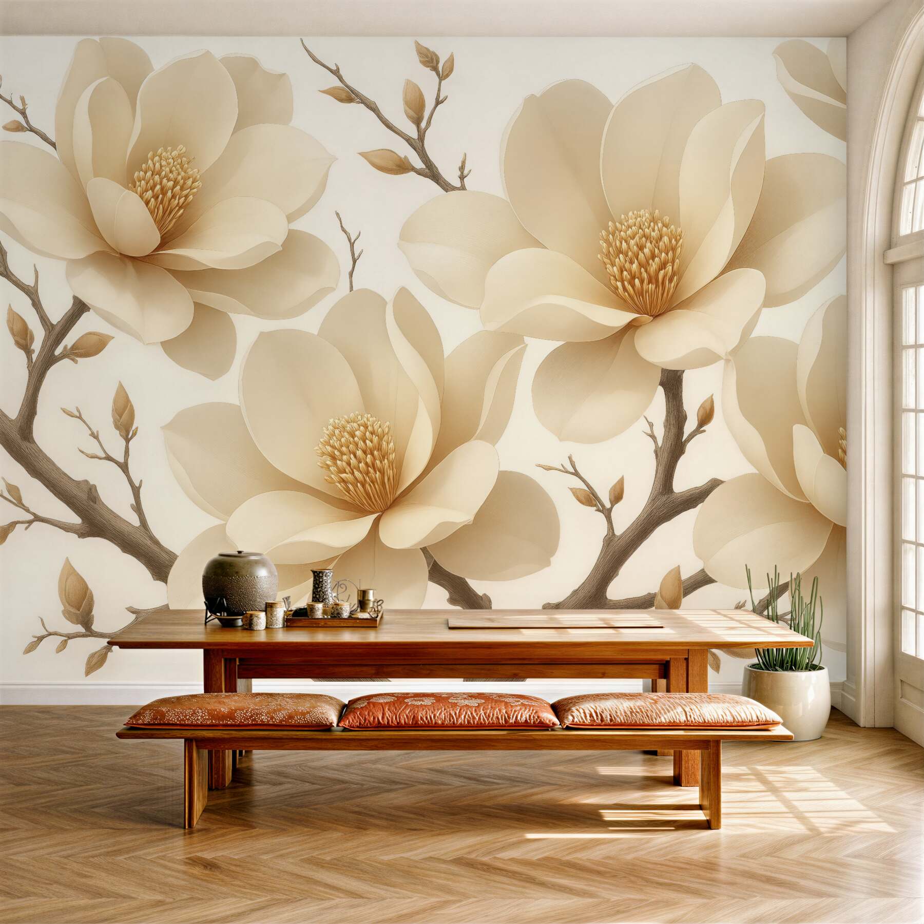 Fototapeta kremowe magnolie w subtelnej elegancji