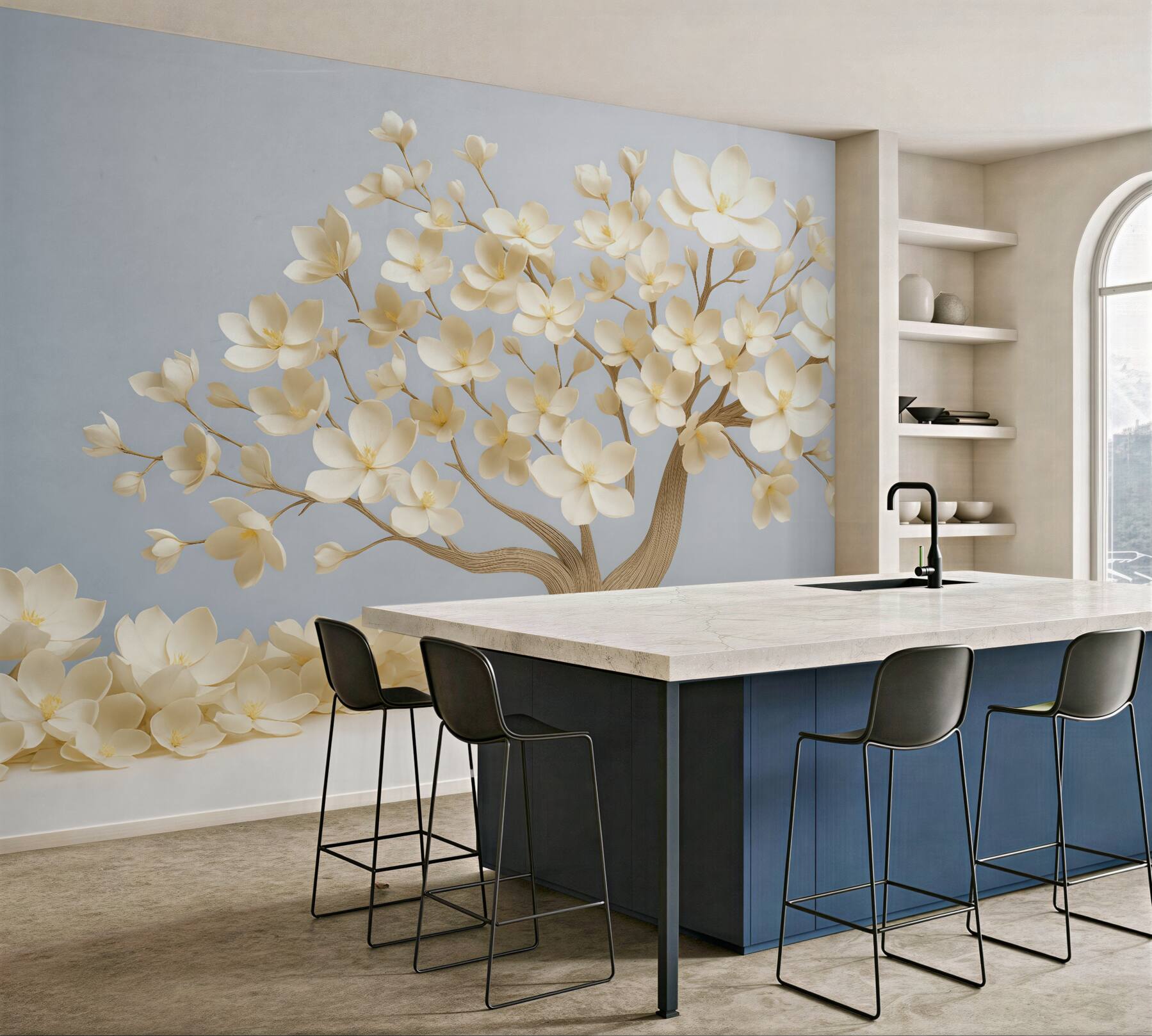 Fototapeta kremowe drzewo magnolii w delikatnym blasku