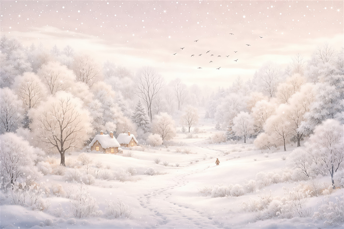 Fototapeta bajkowa zimowa dolina o świcie