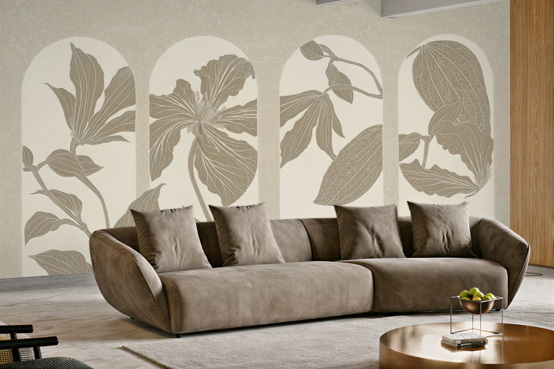 Fototapeta botaniczne arkady w eleganckim sepiowym stylu