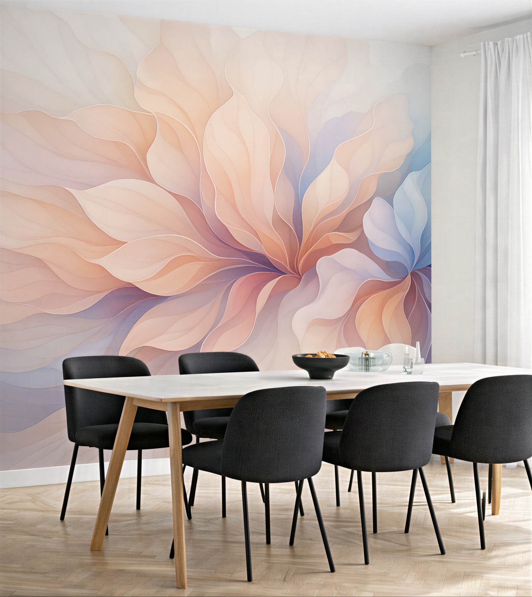 Fototapeta pastelowy taniec abstrakcyjnych płatków