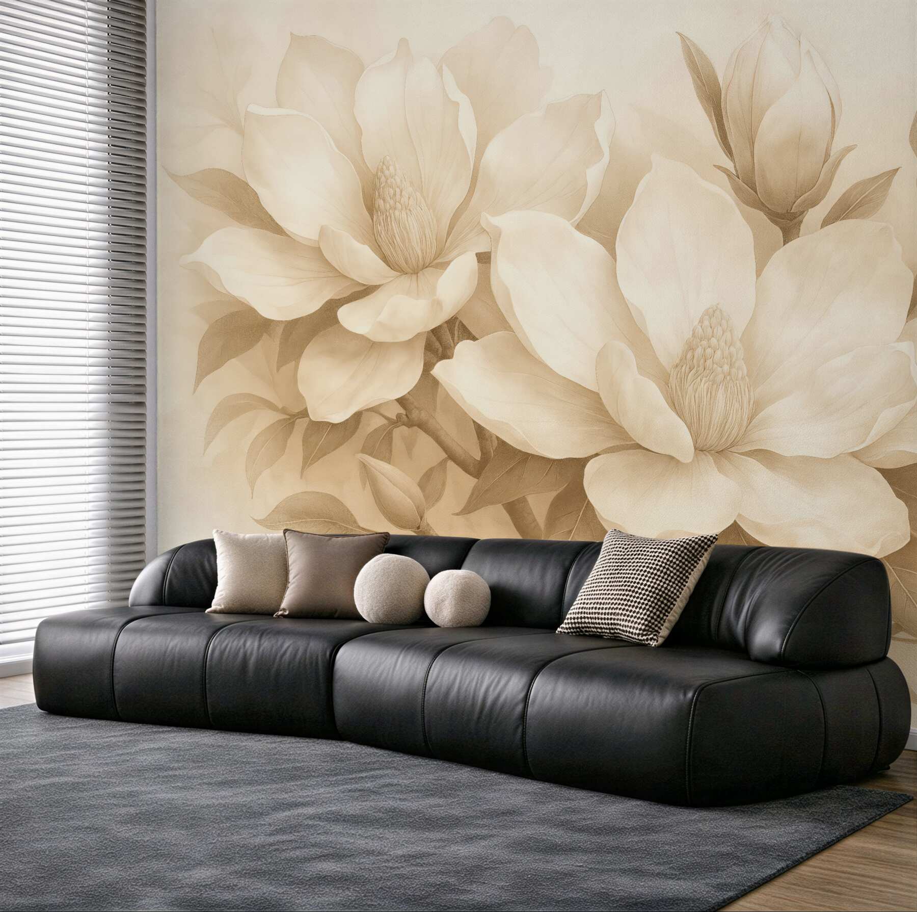 Fototapeta sepiowe magnolie w eleganckim stylu