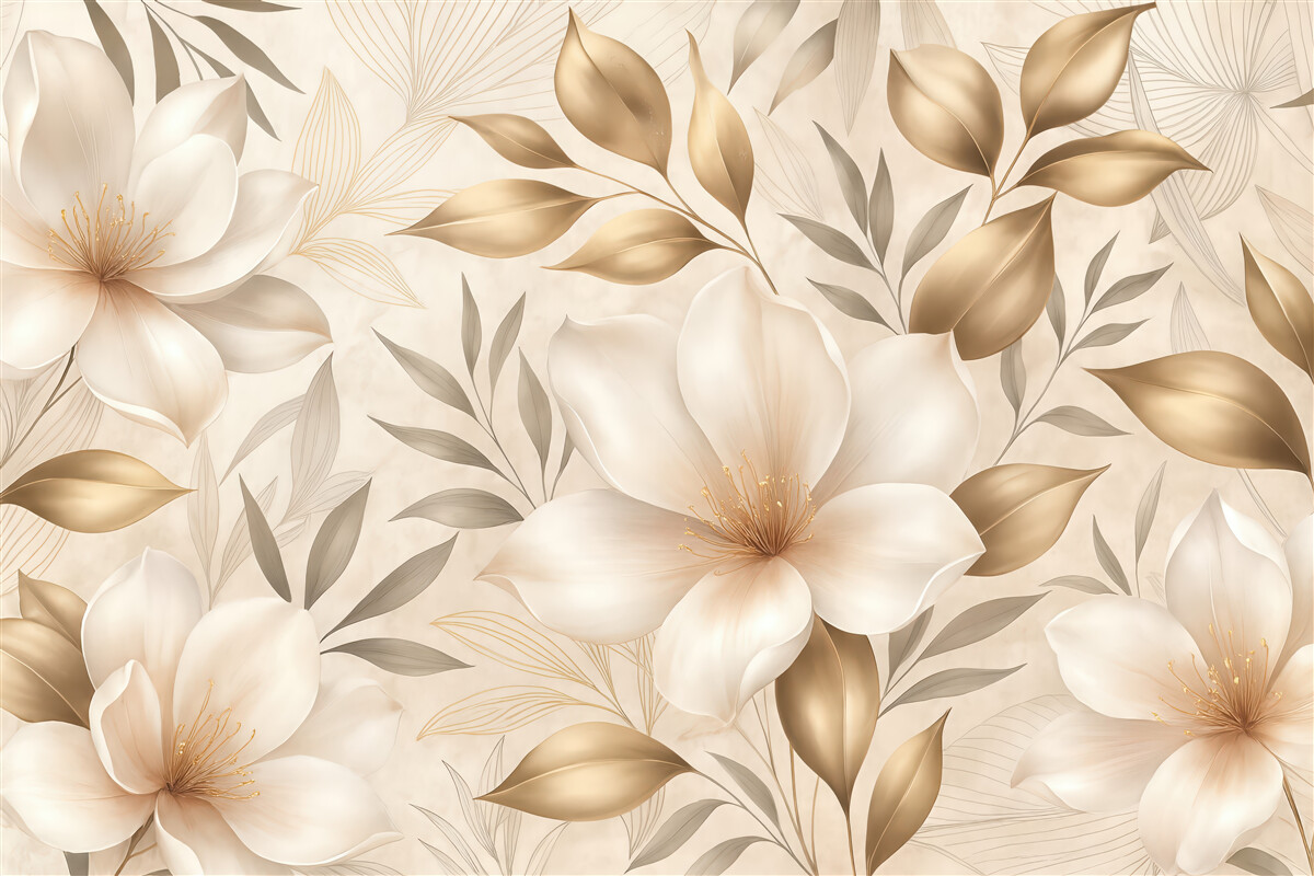 Fototapeta złote magnolie w eleganckim blasku