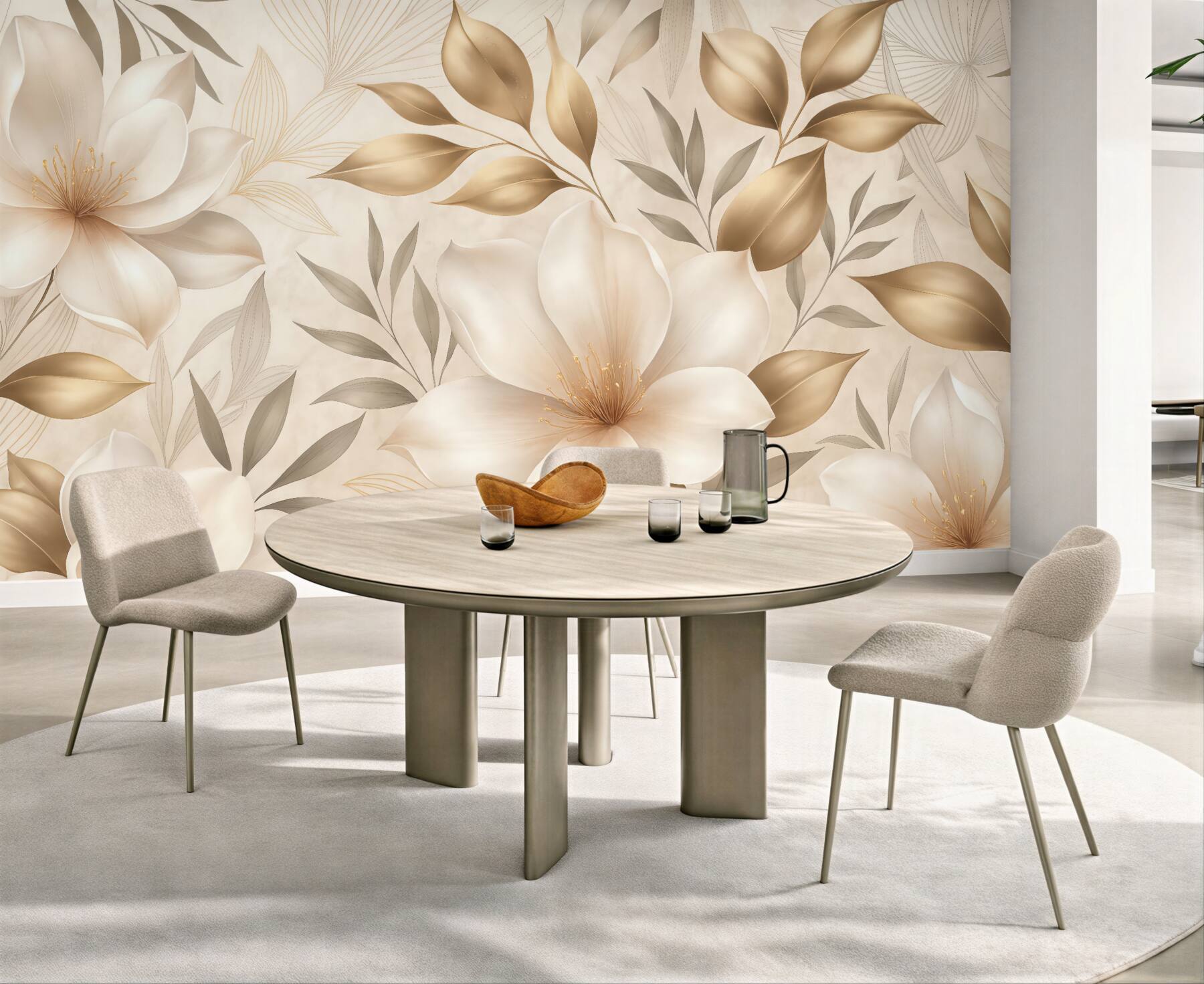 Fototapeta złote magnolie w eleganckim blasku