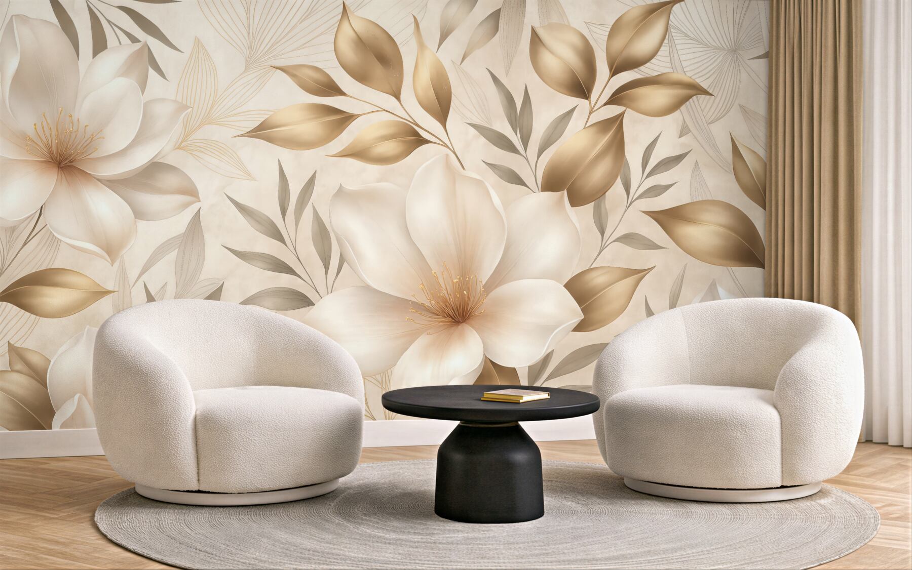 Fototapeta złote magnolie w eleganckim blasku
