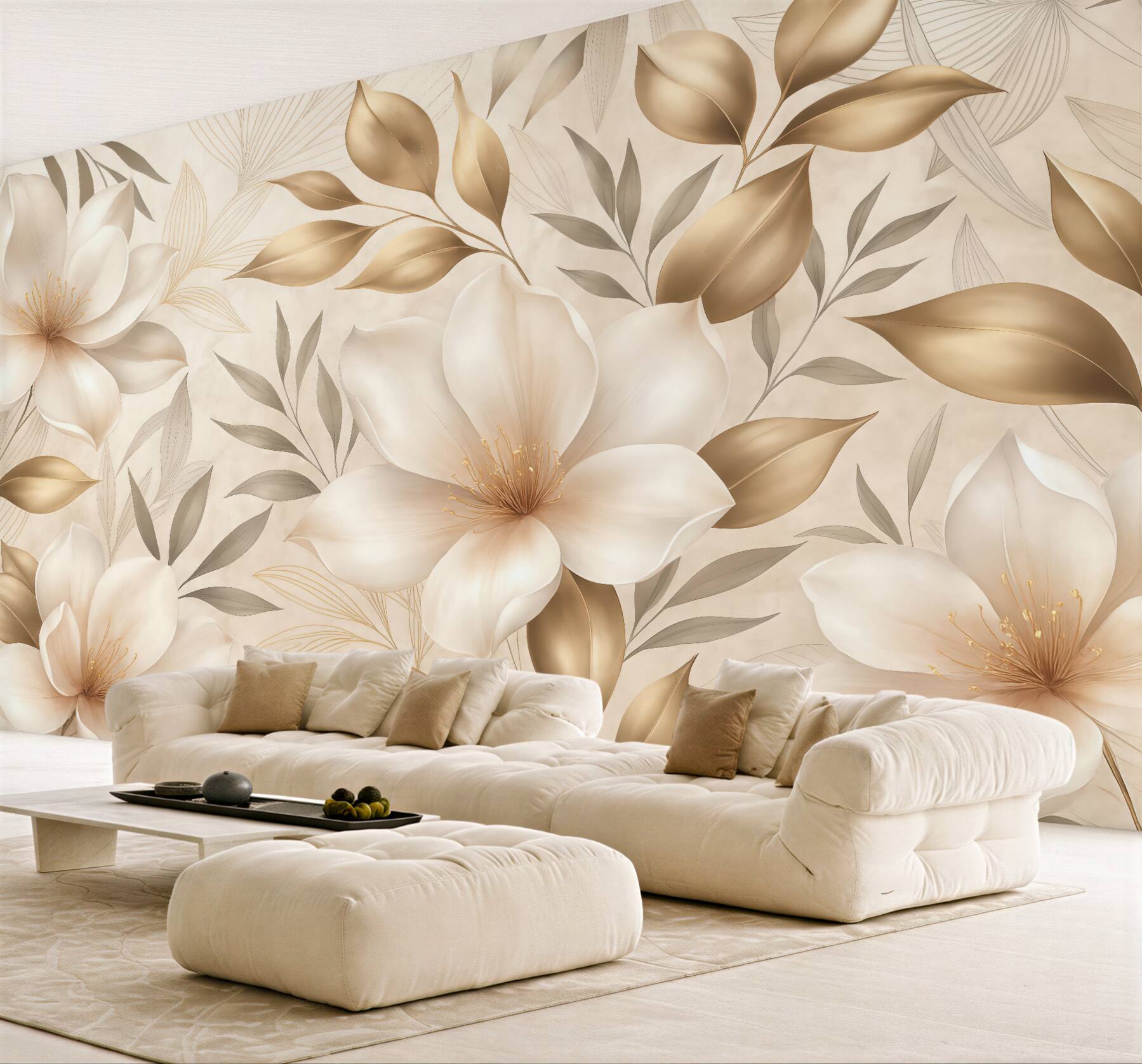 Fototapeta złote magnolie w eleganckim blasku