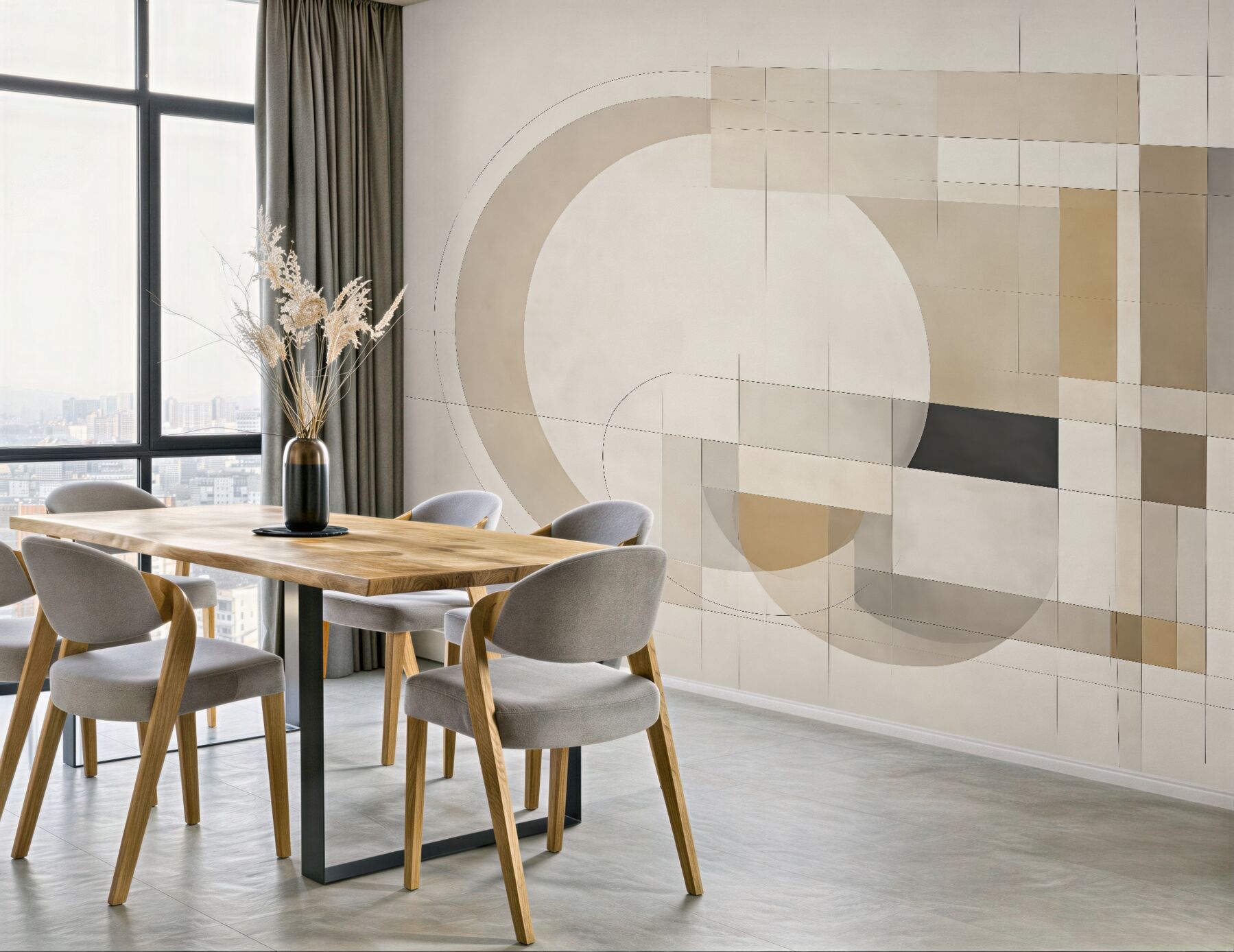 Fototapeta beżowa harmonia geometrycznych form