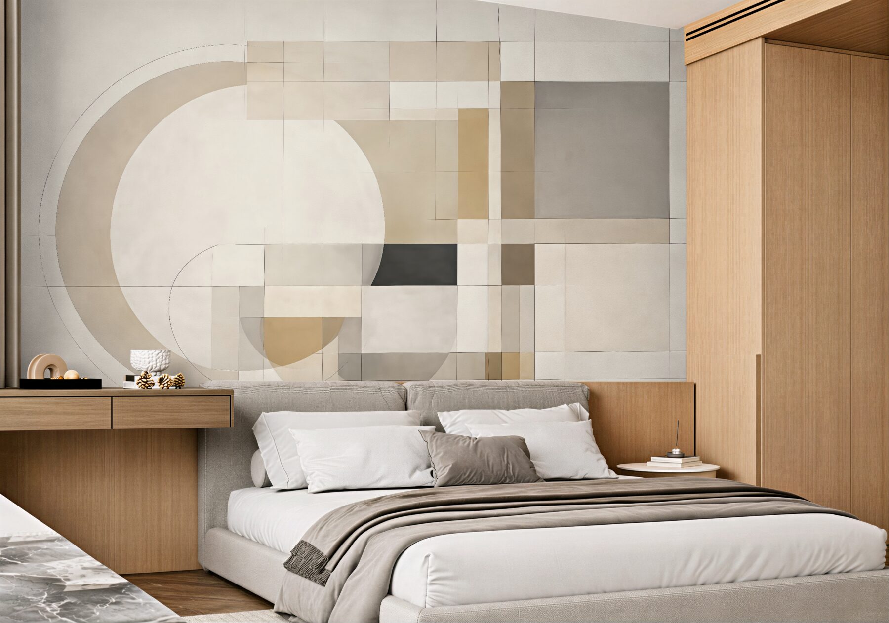 Fototapeta beżowa harmonia geometrycznych form