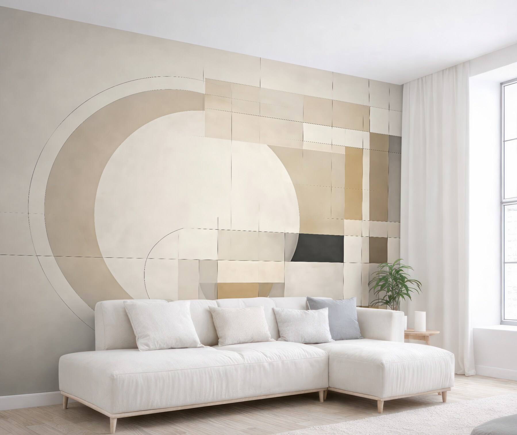 Fototapeta beżowa harmonia geometrycznych form