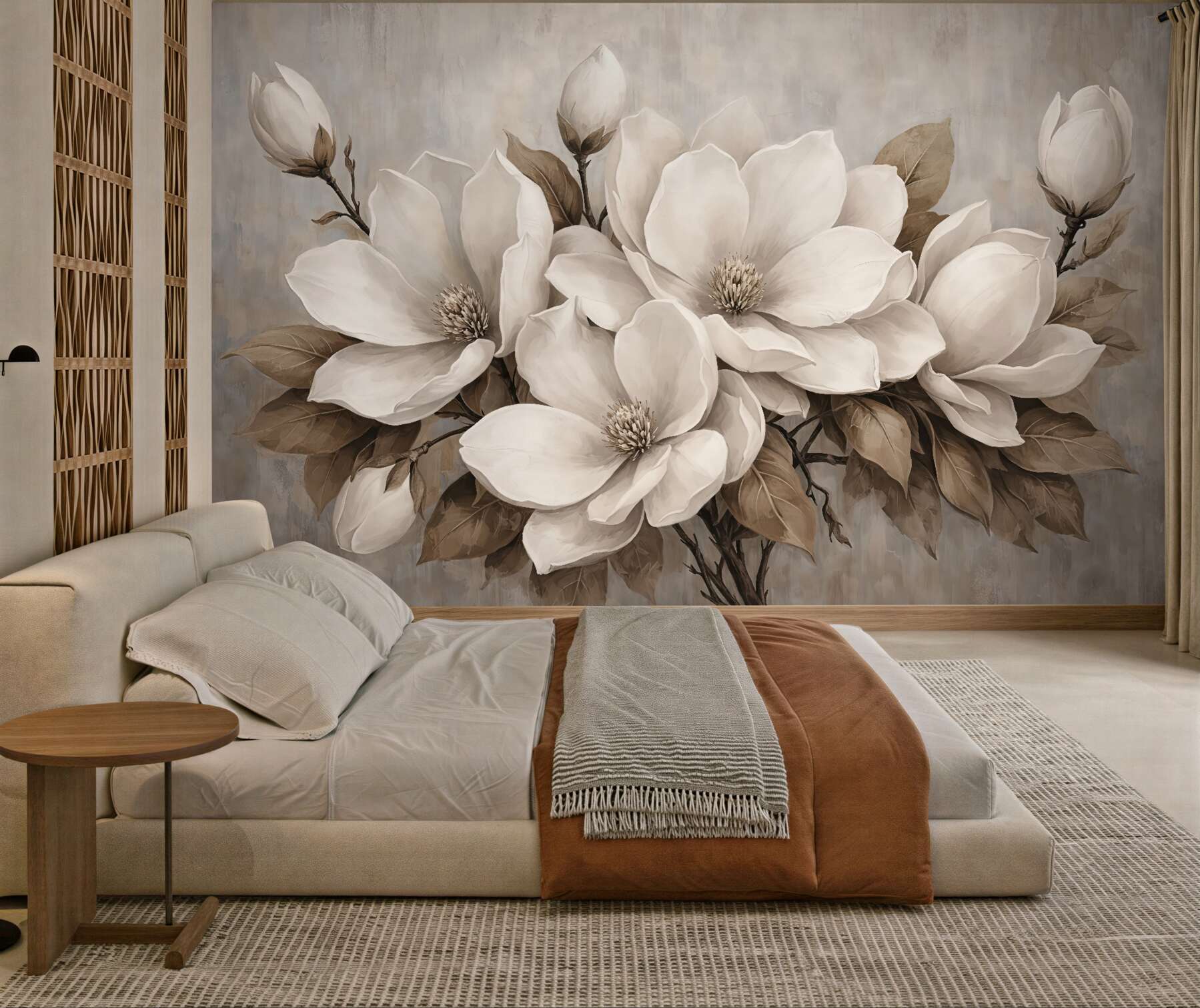 Fototapeta kremowe magnolie w stylu vintage