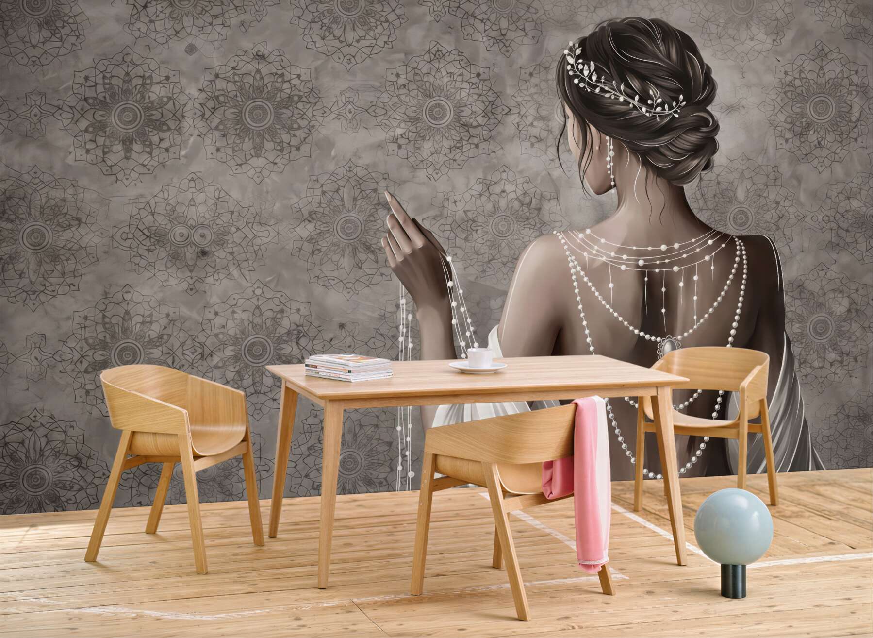 Fototapeta perłowa elegancja w mandalach