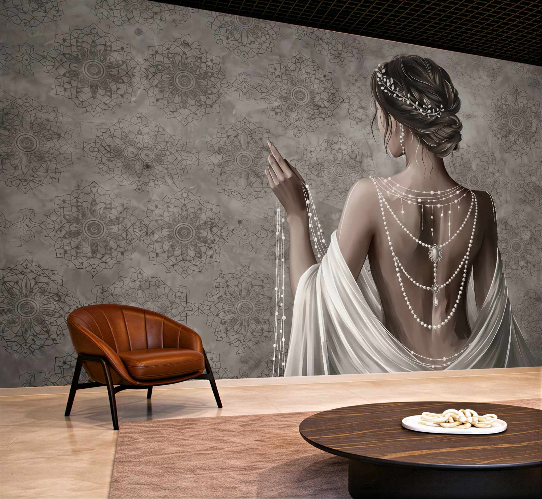 Fototapeta perłowa elegancja w mandalach