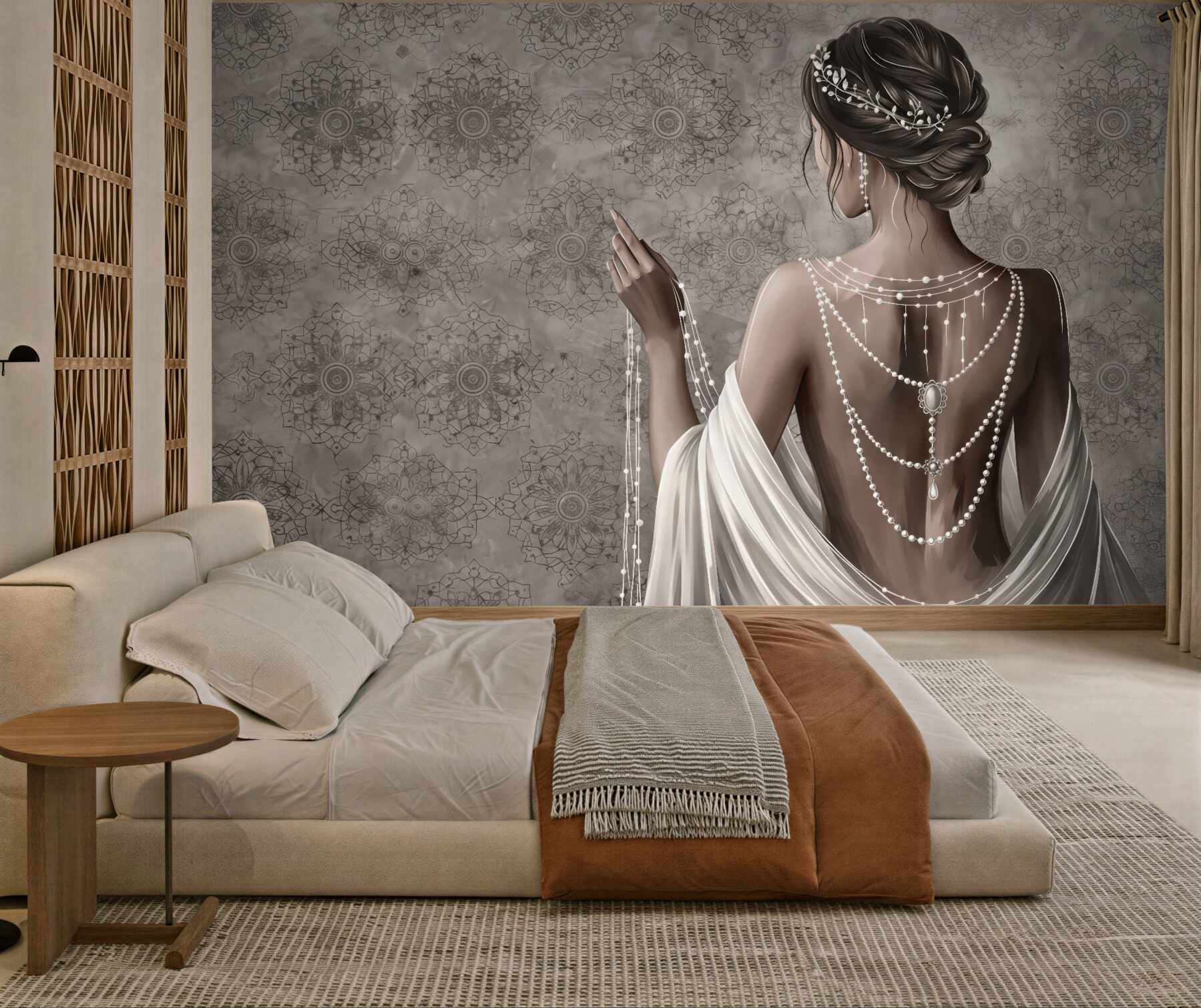 Fototapeta perłowa elegancja w mandalach