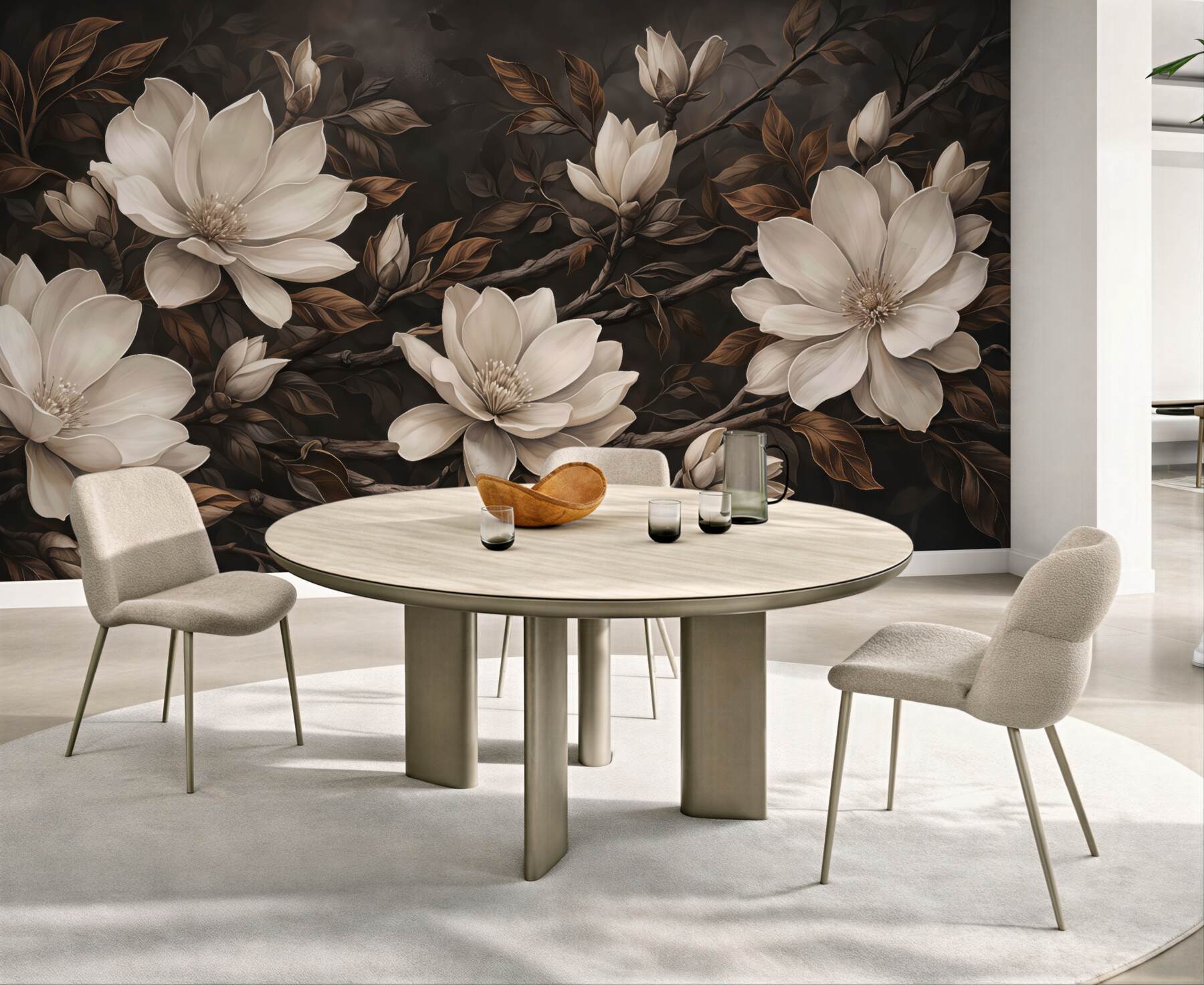 Fototapeta kremowe magnolie w mroku