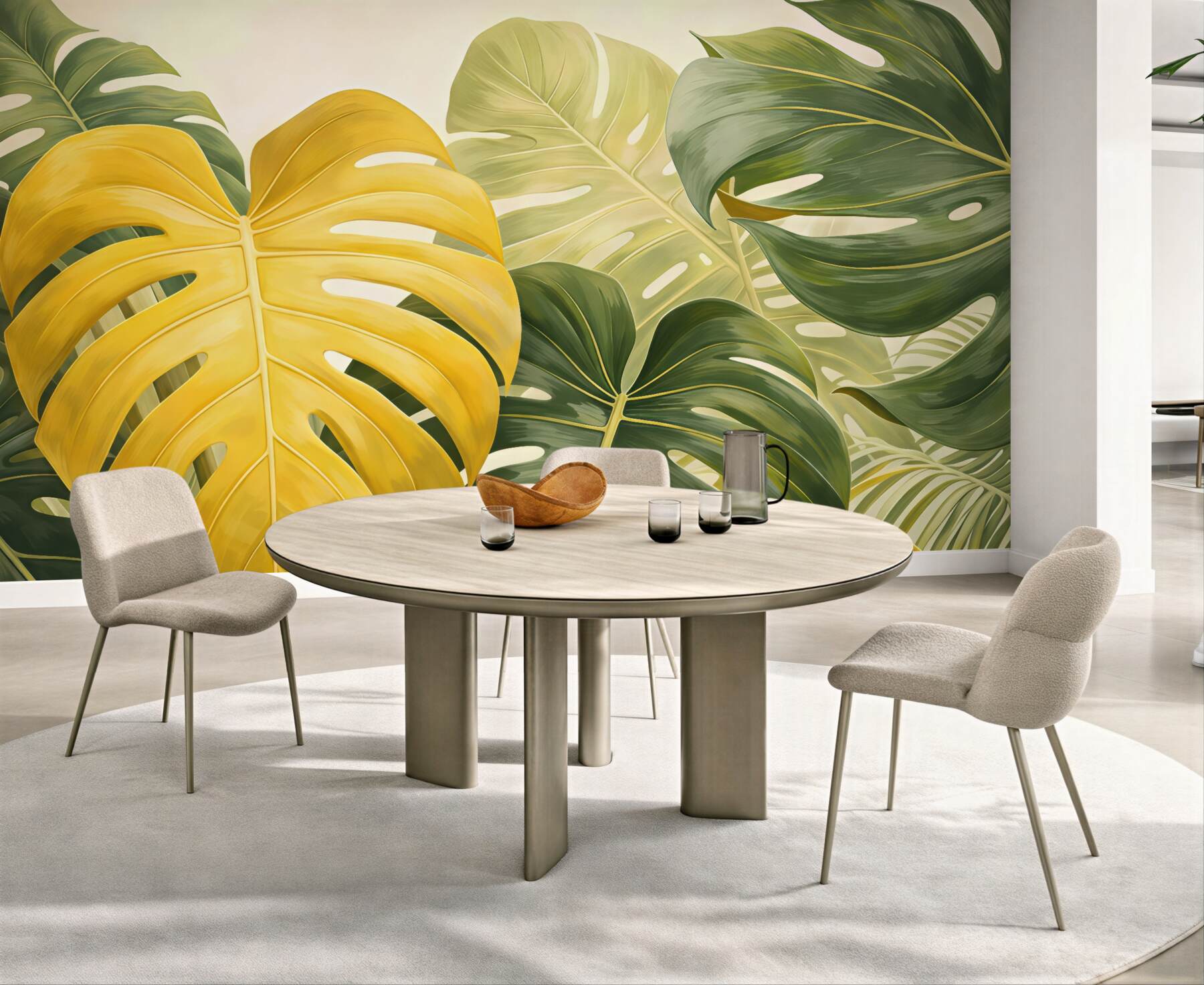 Fototapeta złota monstera w tropikalnej zieleni