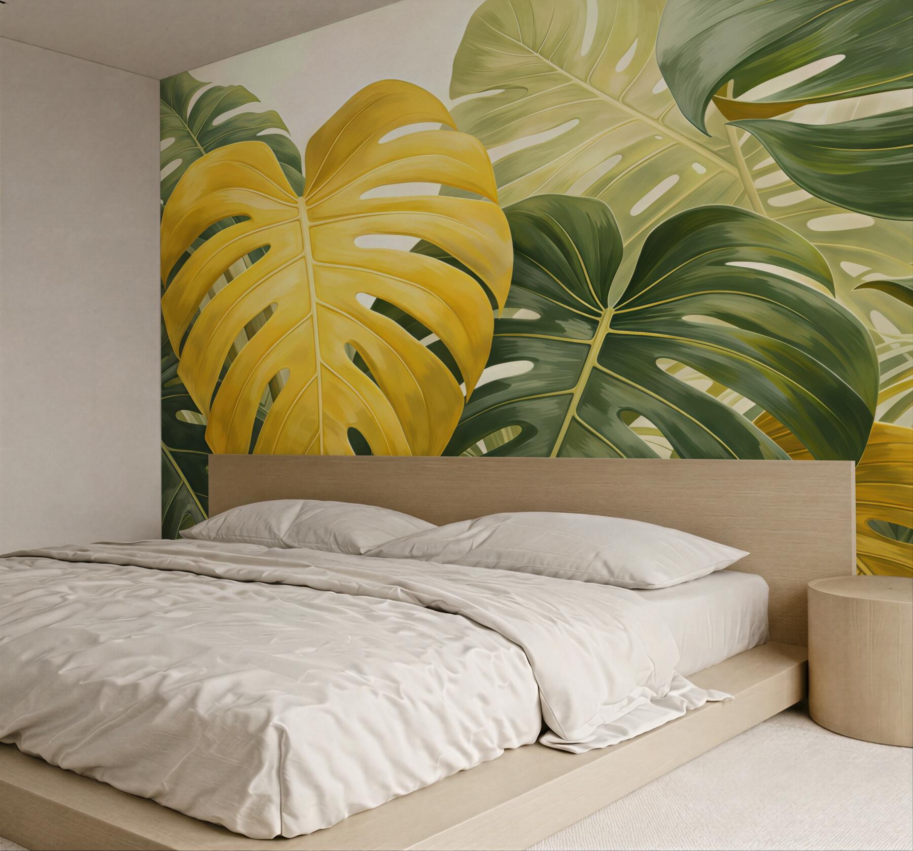 Fototapeta złota monstera w tropikalnej zieleni