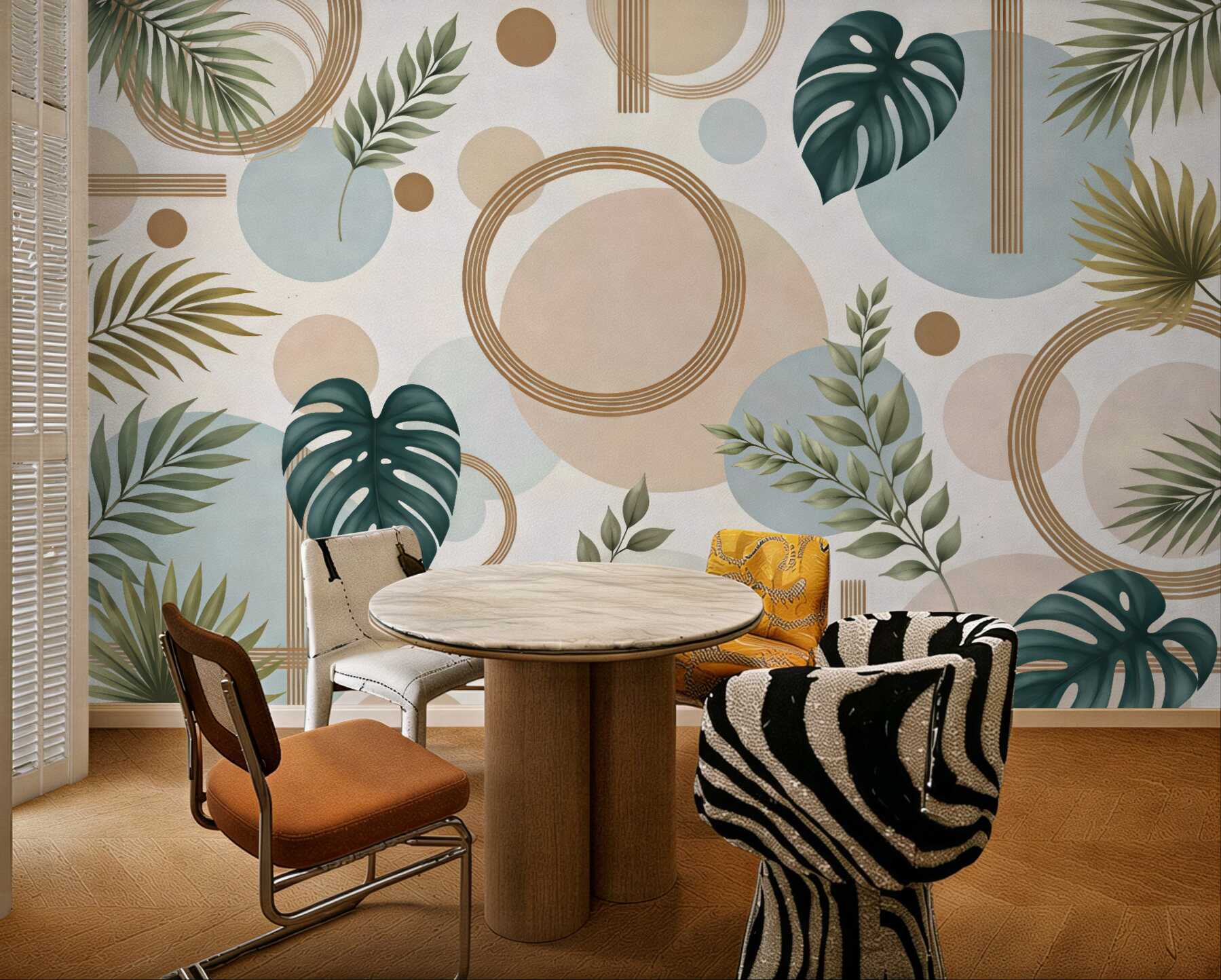 Fototapeta tropikalna geometria w pastelach