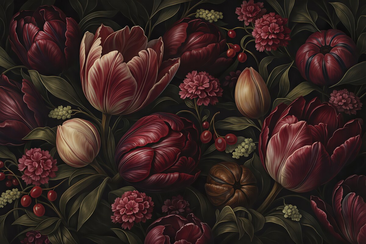 Fototapeta mroczne tulipany w burgundzie