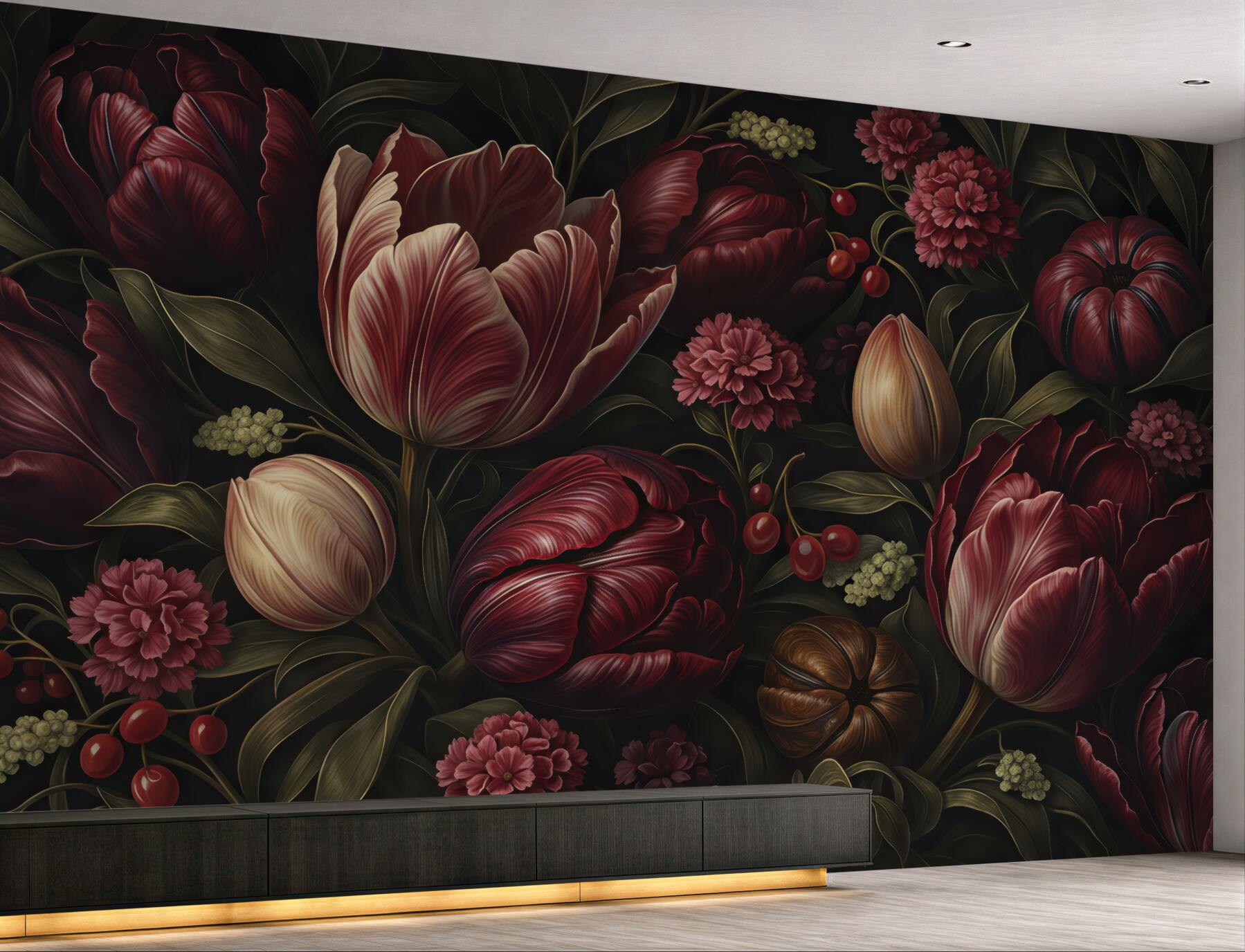Fototapeta mroczne tulipany w burgundzie