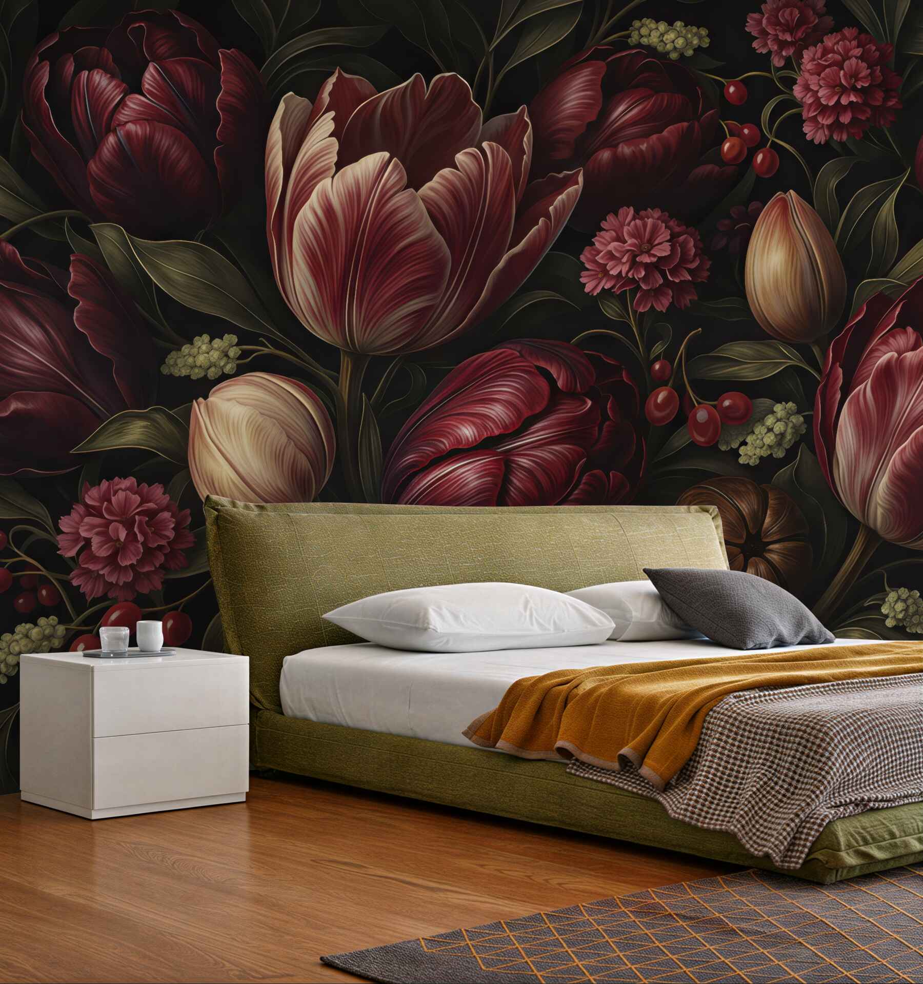 Fototapeta mroczne tulipany w burgundzie