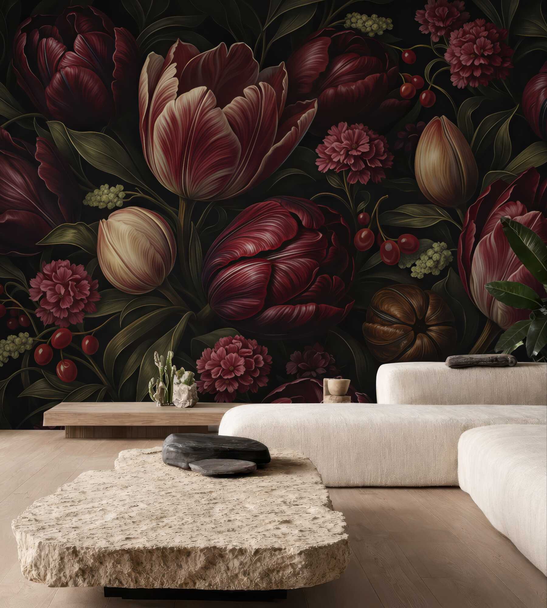 Fototapeta mroczne tulipany w burgundzie