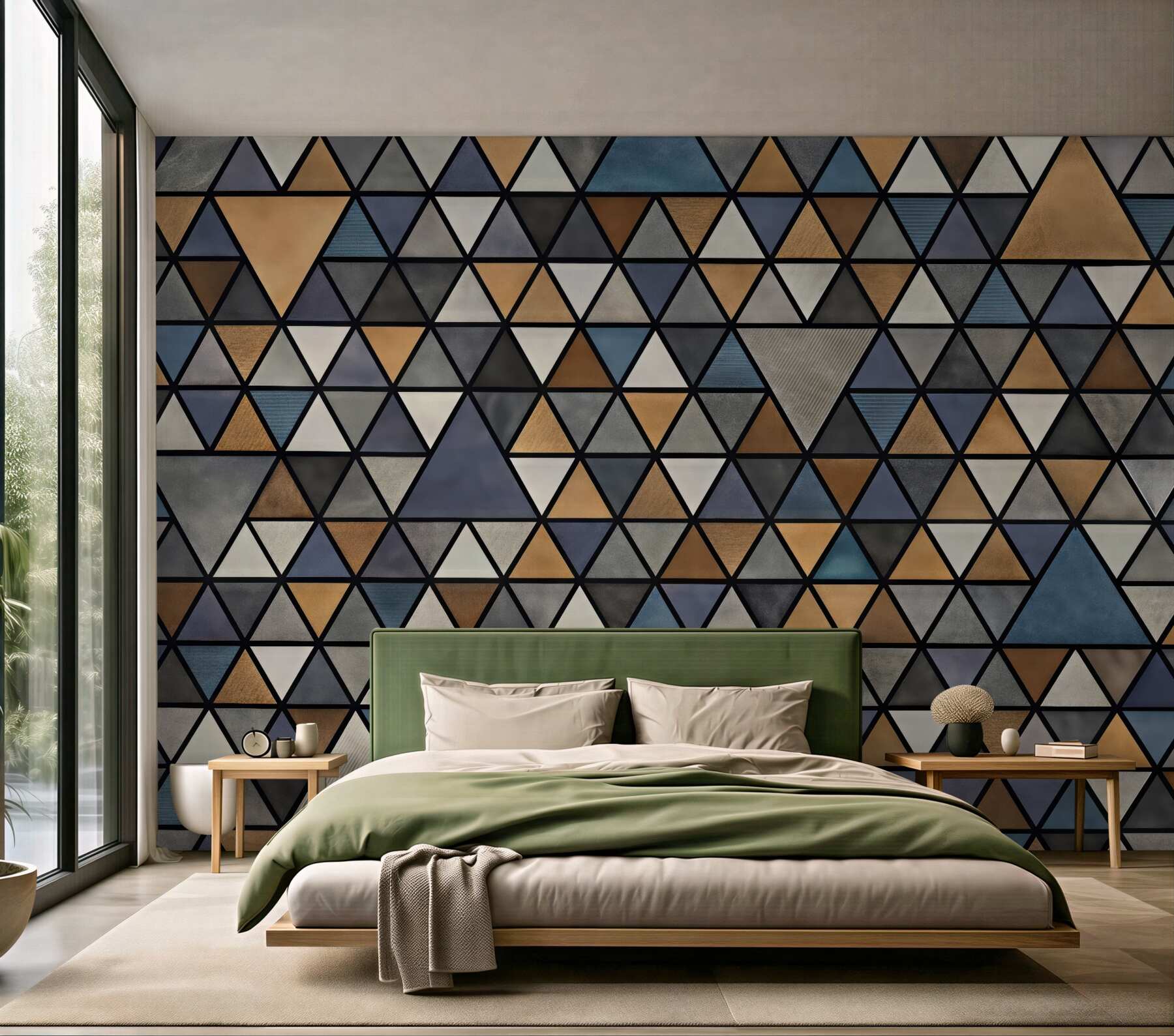 Fototapeta geometryczna mozaika trójkątów w złocie