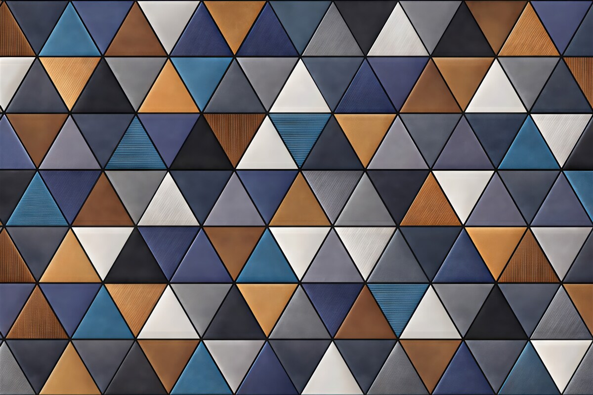 Fototapeta geometryczna mozaika trójkątów granat i złoto