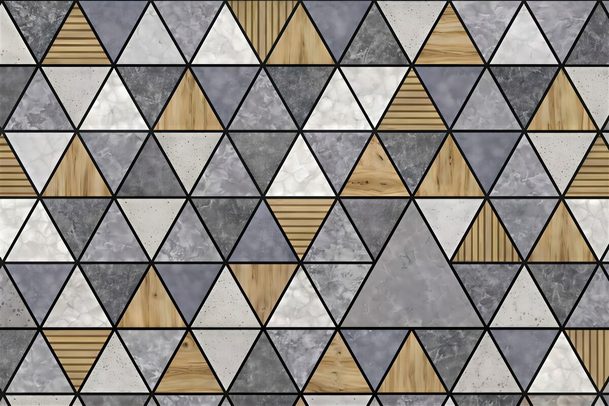 Fototapeta geometryczna mozaika drewna i marmuru